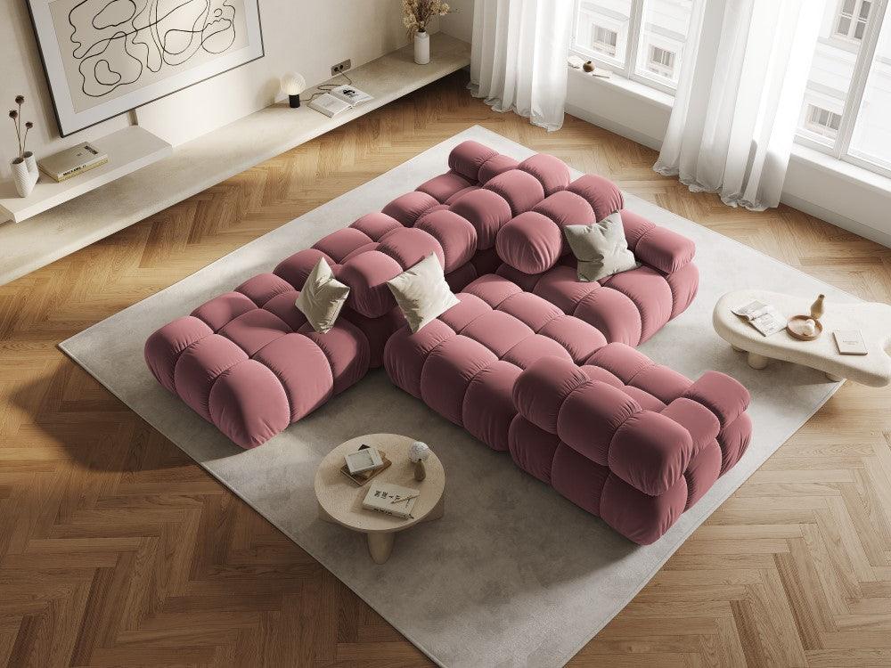 Sofa modułowa aksamitna prawostronna 4-osobowa TROPEA różowy Milo Casa    Eye on Design