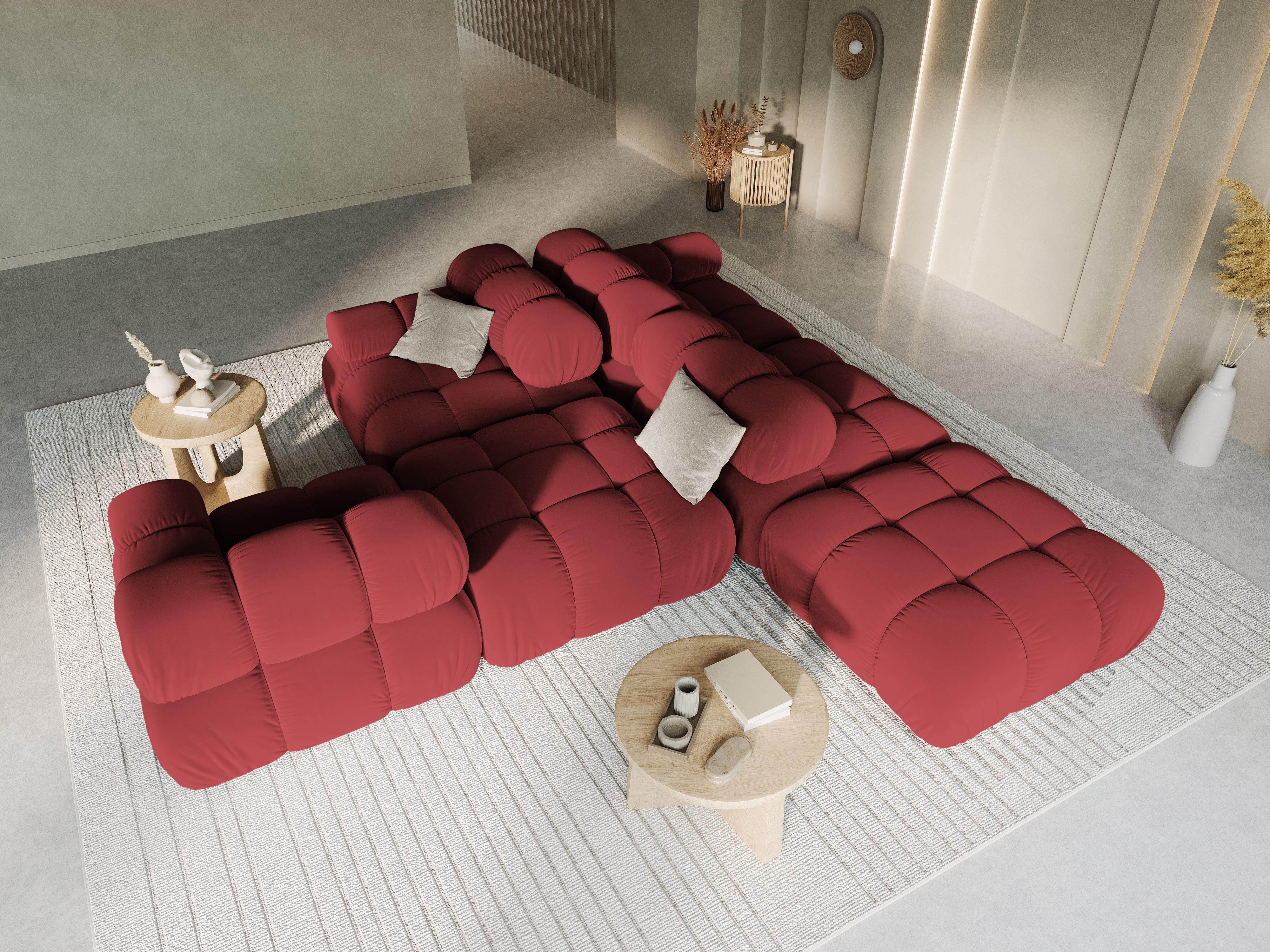 Sofa modułowa aksamitna prawostronna 4-osobowa TROPEA rubinowy Milo Casa    Eye on Design