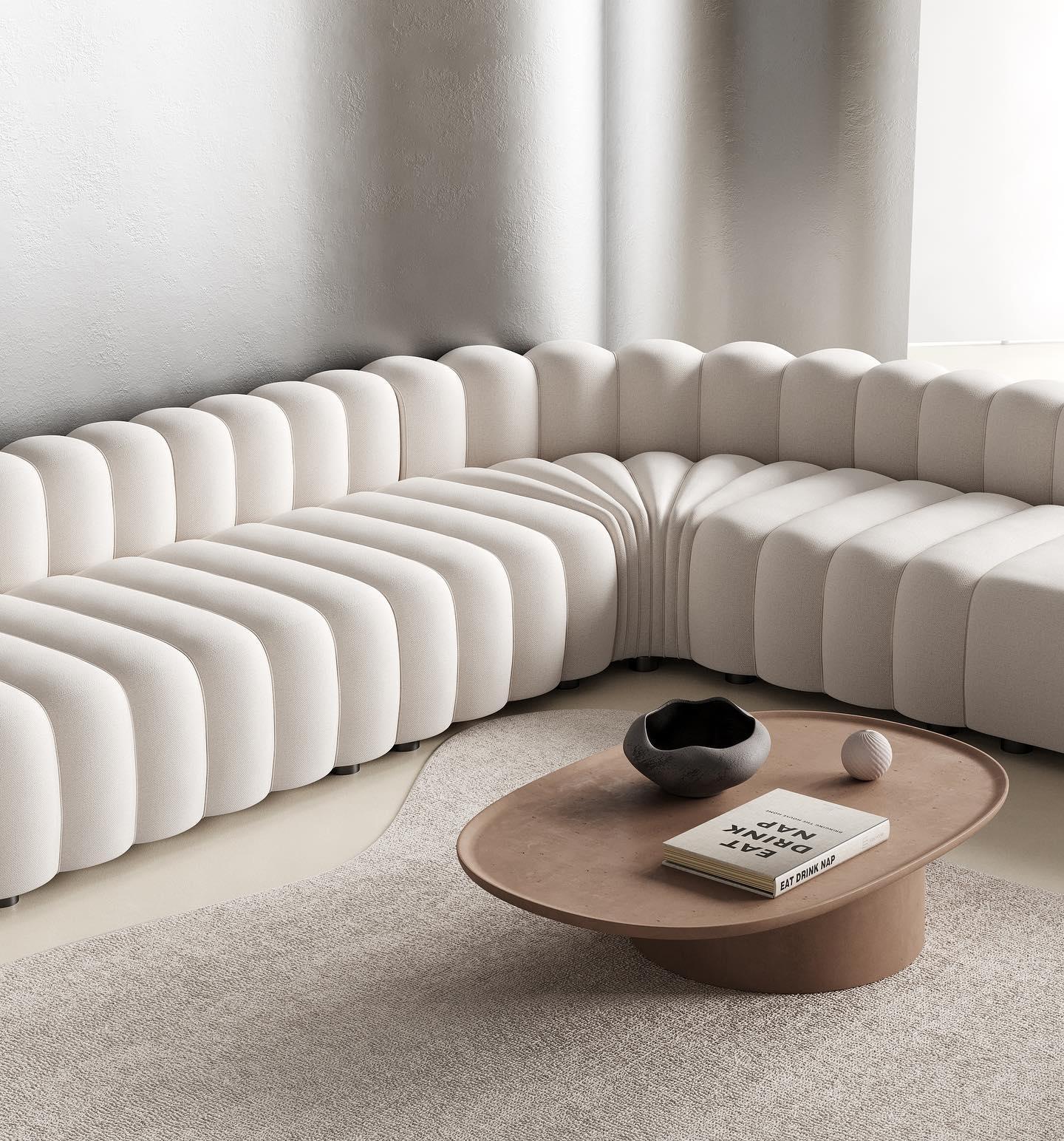 Sofa modułowa duża STUDIO boucle kremowy NORR11    Eye on Design