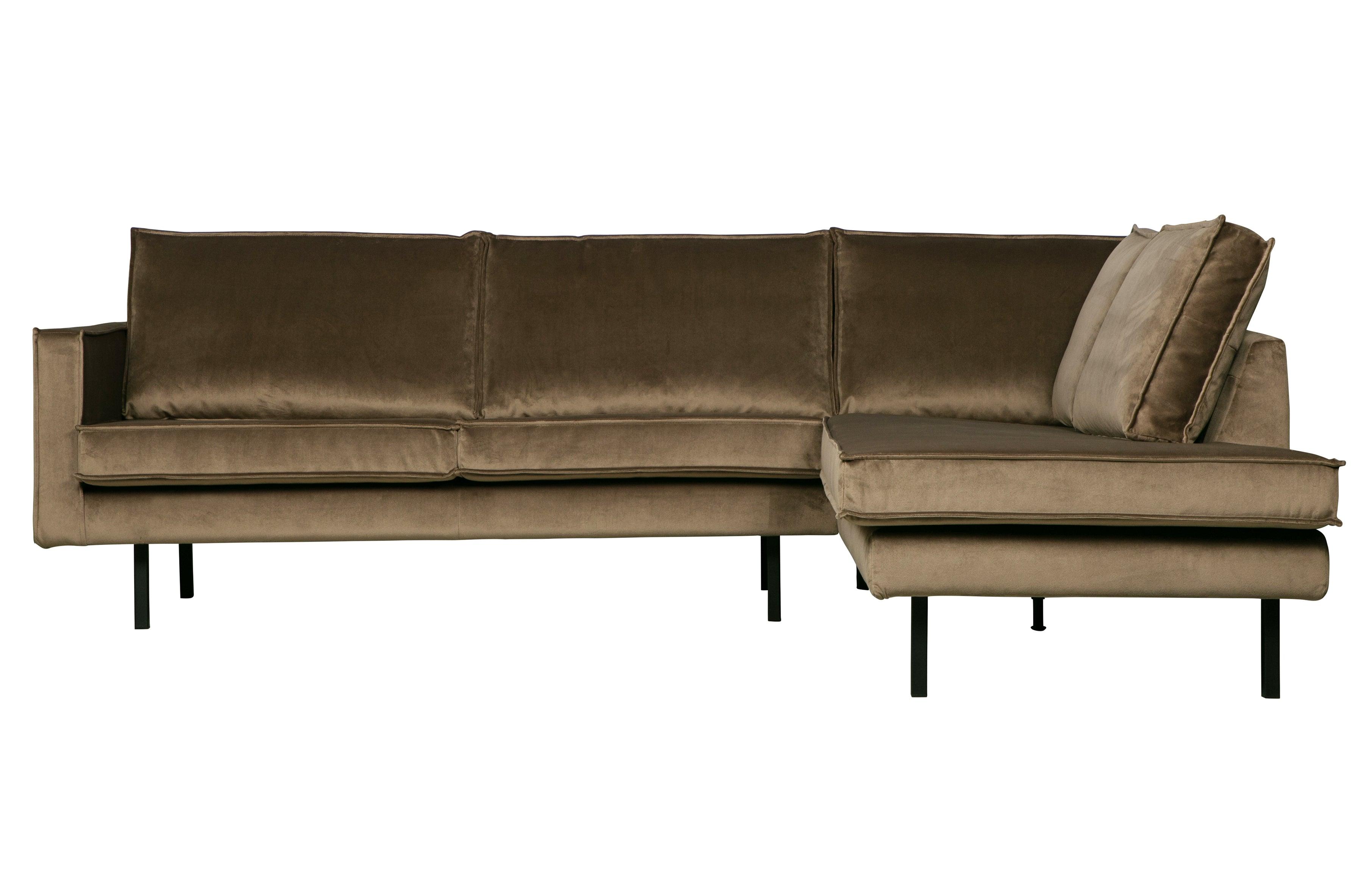 Sofa narożna aksamitna prawostronna RODEO taupe Be Pure    Eye on Design