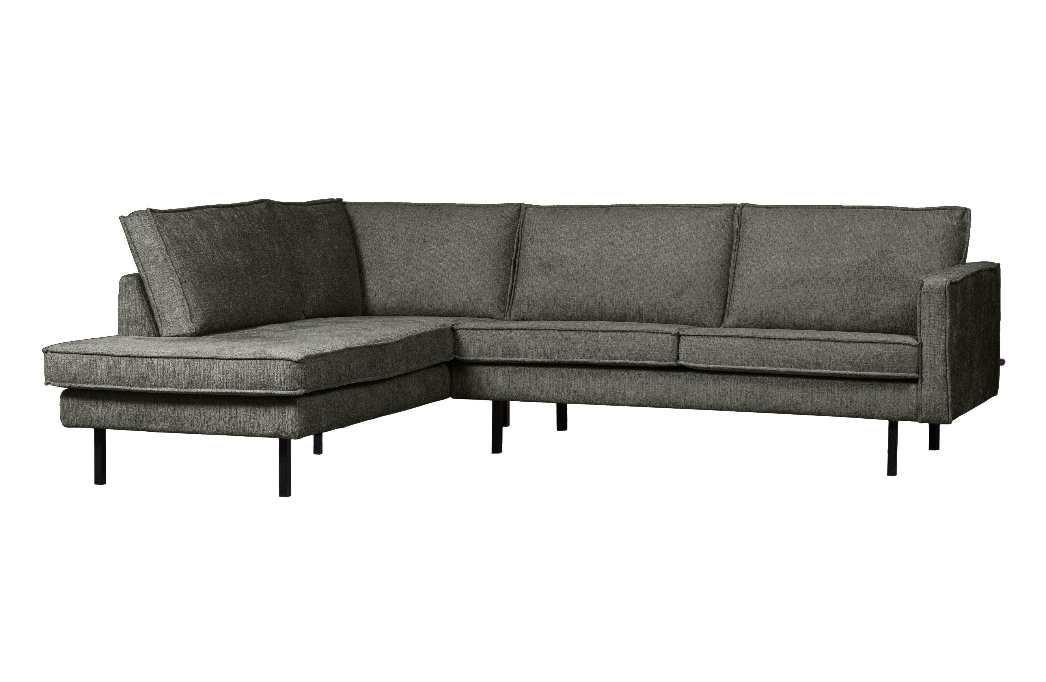 Sofa narożna welurowa lewostronna RODEO szarozielony Be Pure    Eye on Design