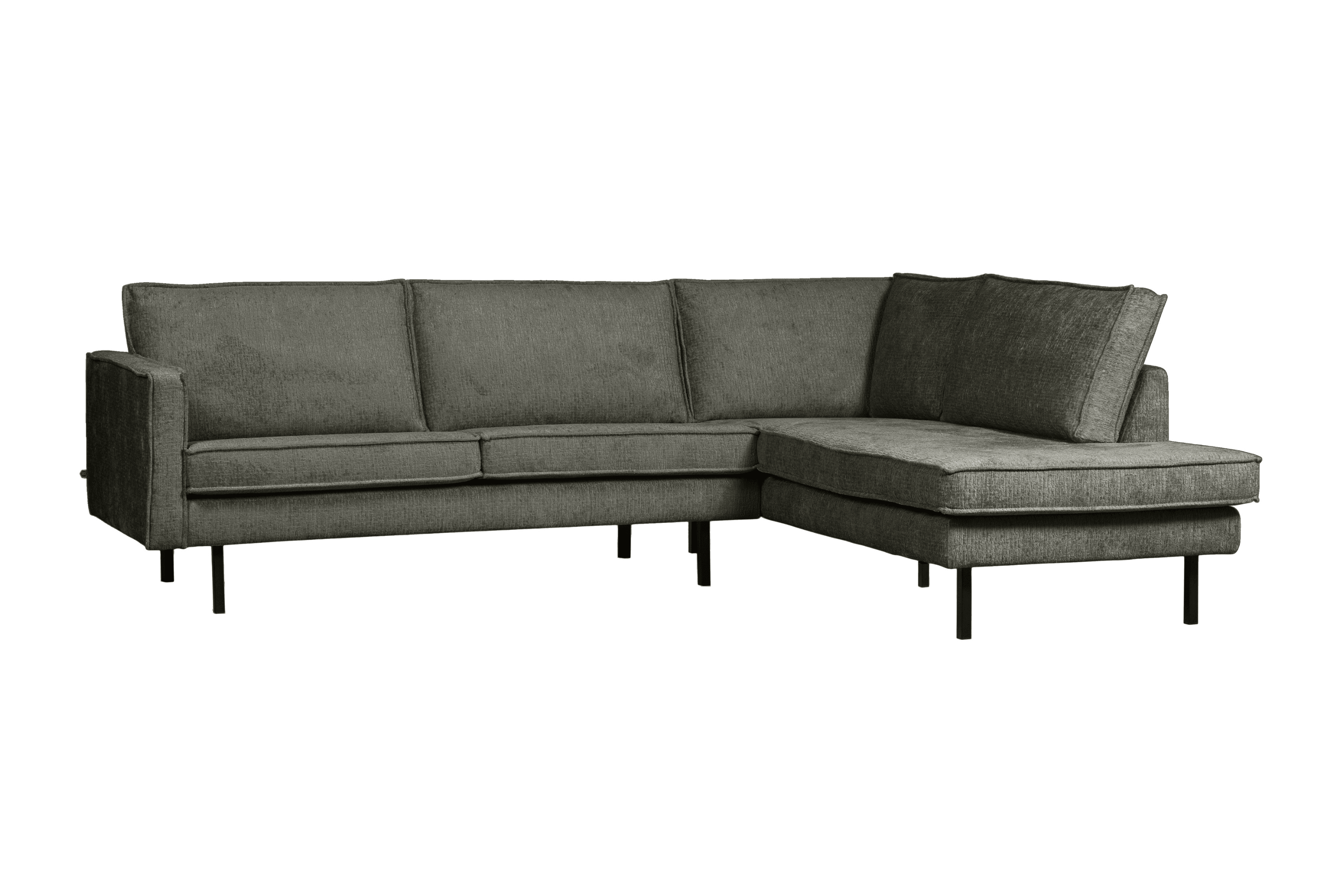 Sofa narożna welurowa prawostronna RODEO szarozielony Be Pure    Eye on Design