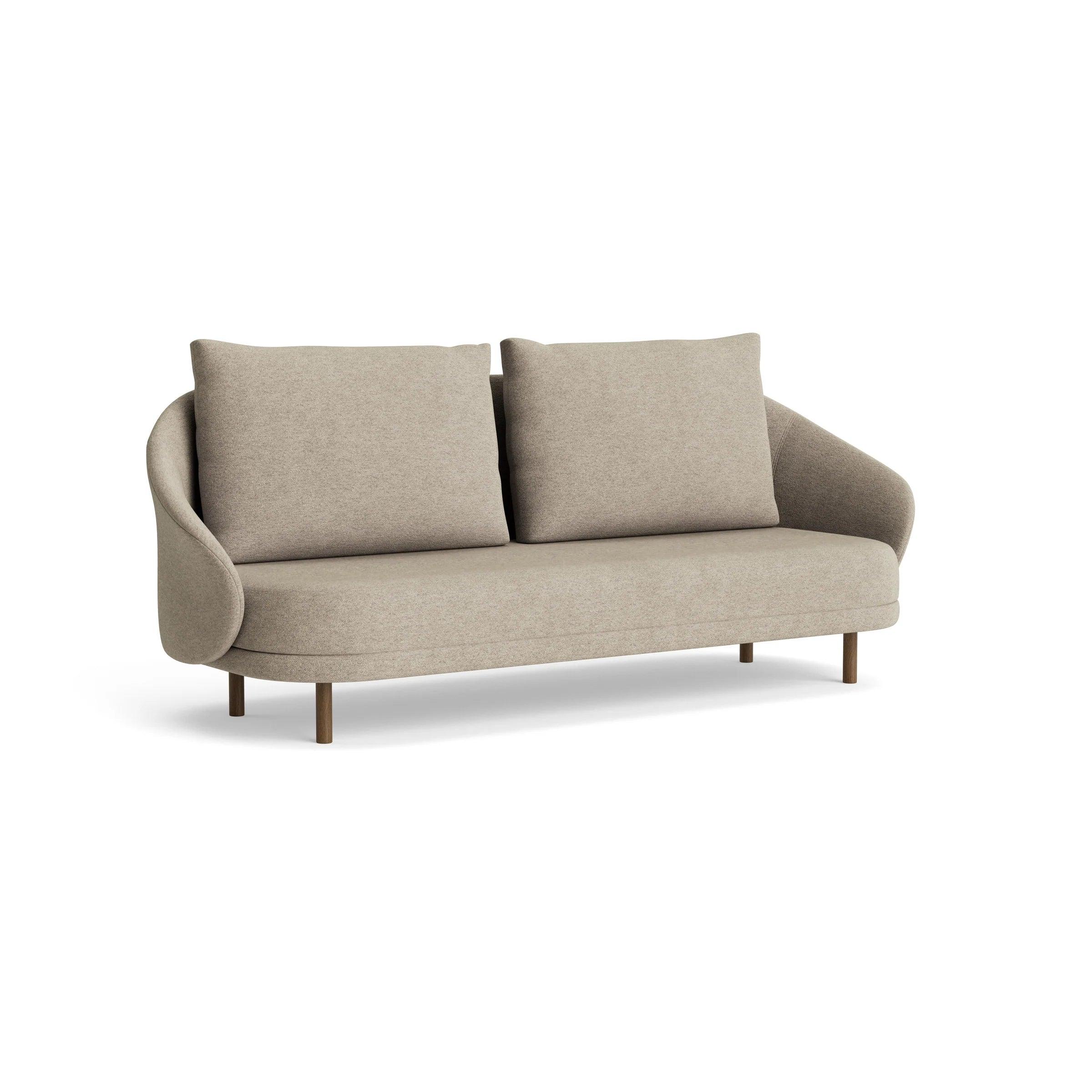 Sofa NEW WAVE dębowy NORR11 ciemnobrązowy dębowy tkanina boucle beżowy  Eye on Design