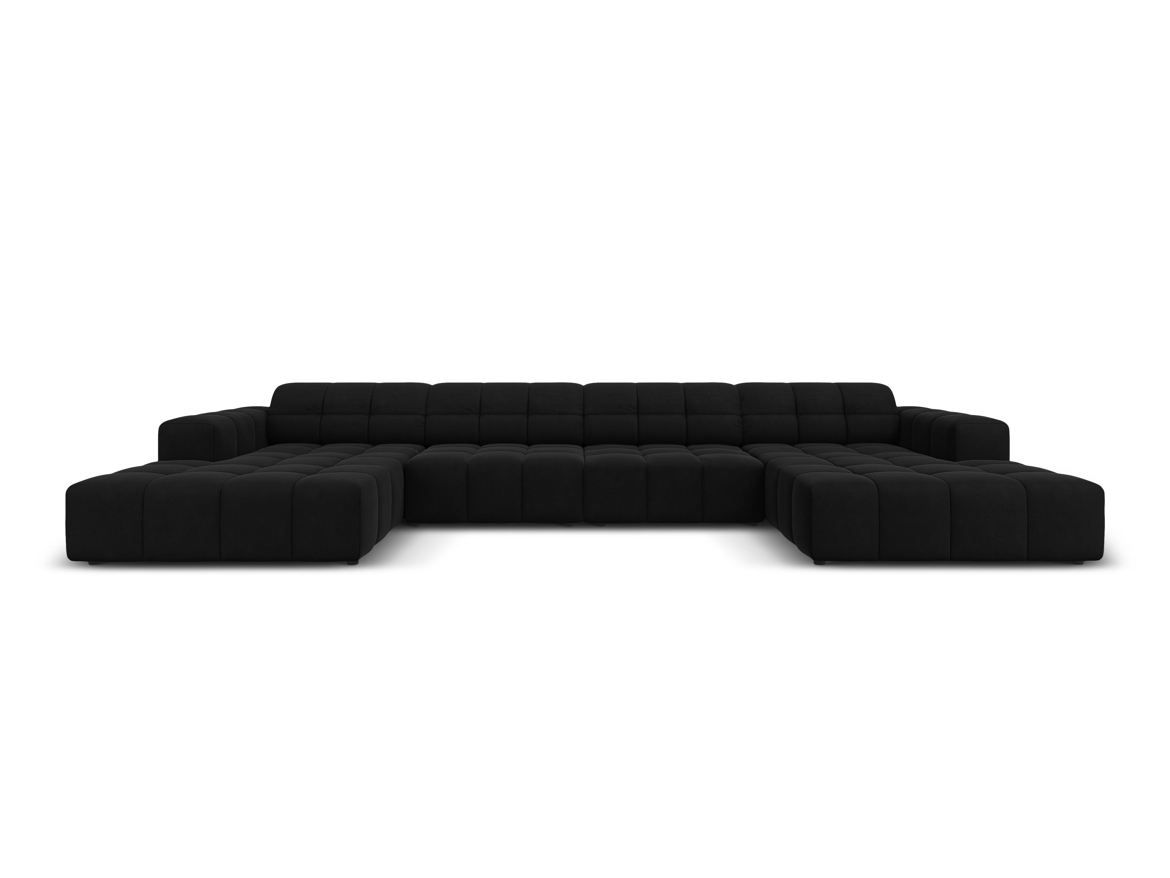 Sofa panoramiczna aksamitna 6-osobowa CHICAGO czarny Cosmopolitan Design    Eye on Design