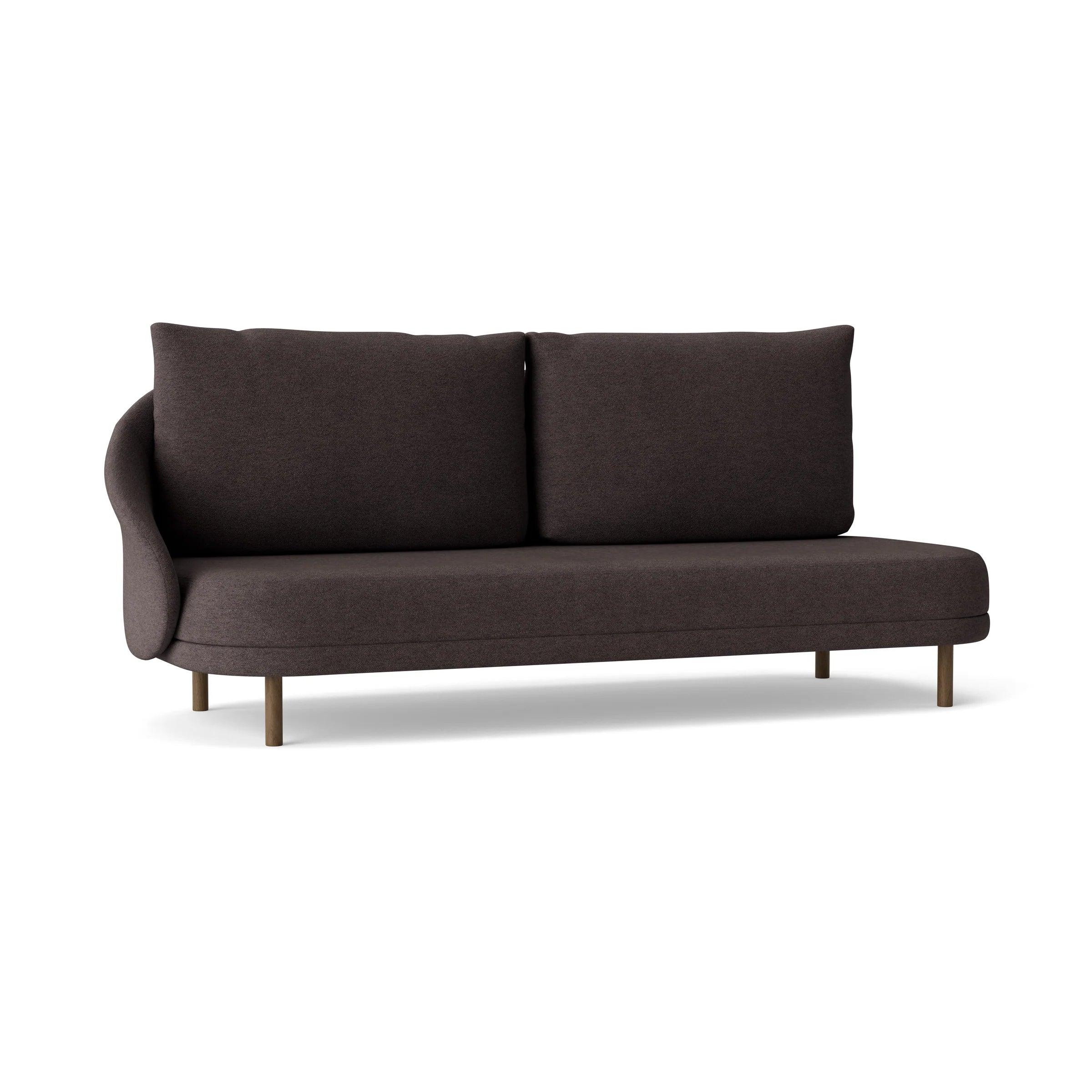 Sofa prawostronna NEW WAVE dębowy NORR11 ciemnobrązowy dębowy tkanina boucle brązowy  Eye on Design