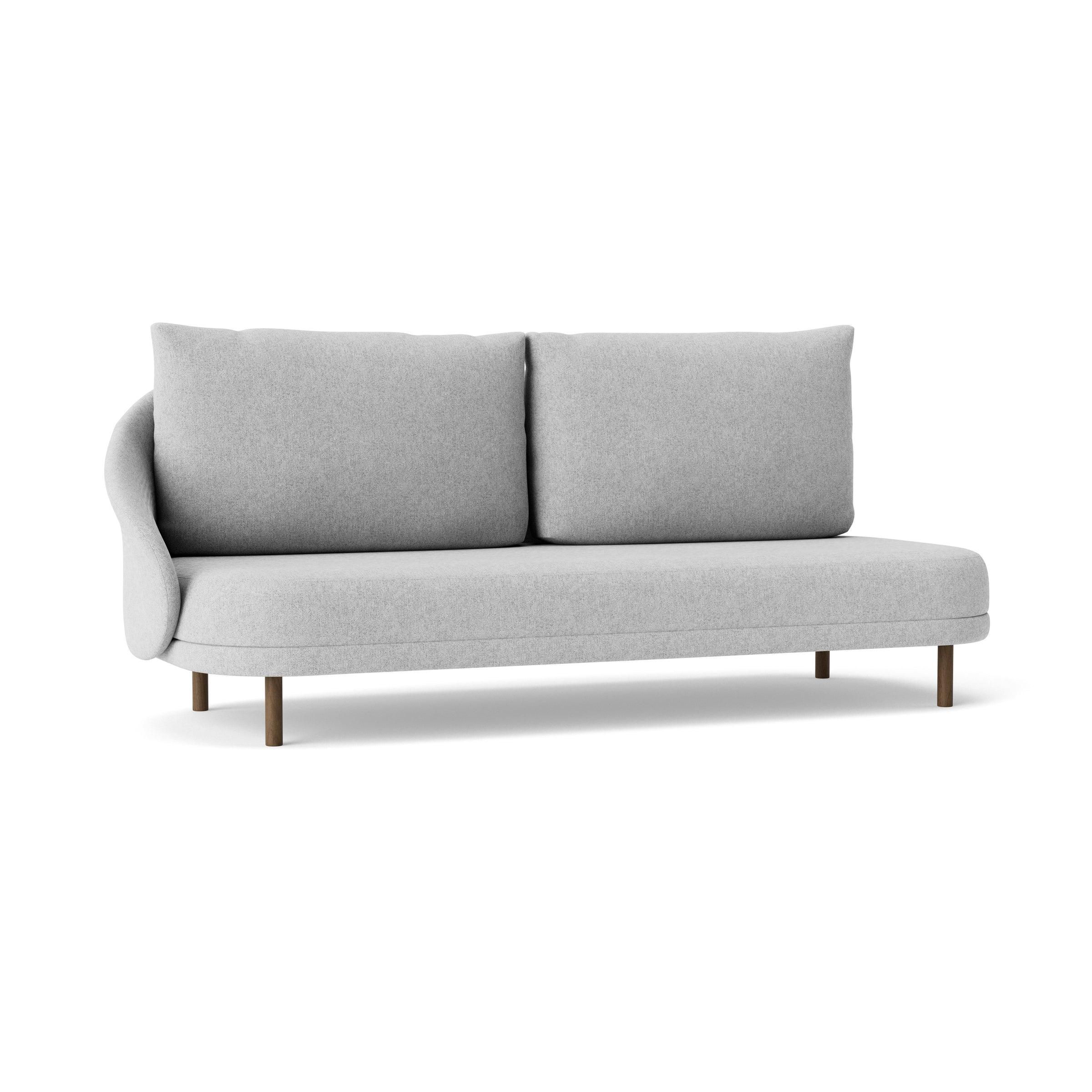 Sofa prawostronna NEW WAVE dębowy NORR11 ciemnobrązowy dębowy tkanina jasnoszary  Eye on Design