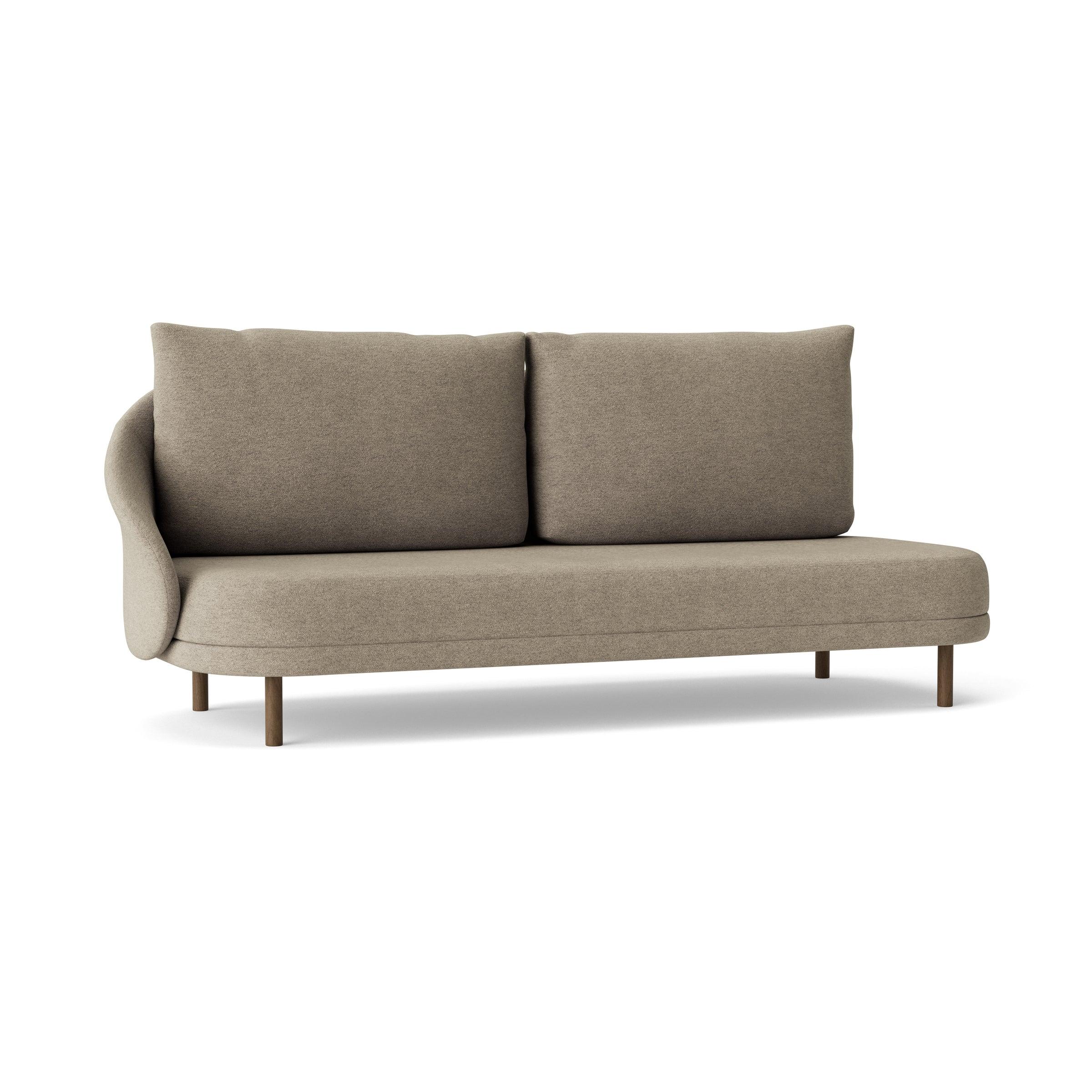 Sofa prawostronna NEW WAVE dębowy NORR11 ciemnobrązowy dębowy tkanina boucle beżowy  Eye on Design