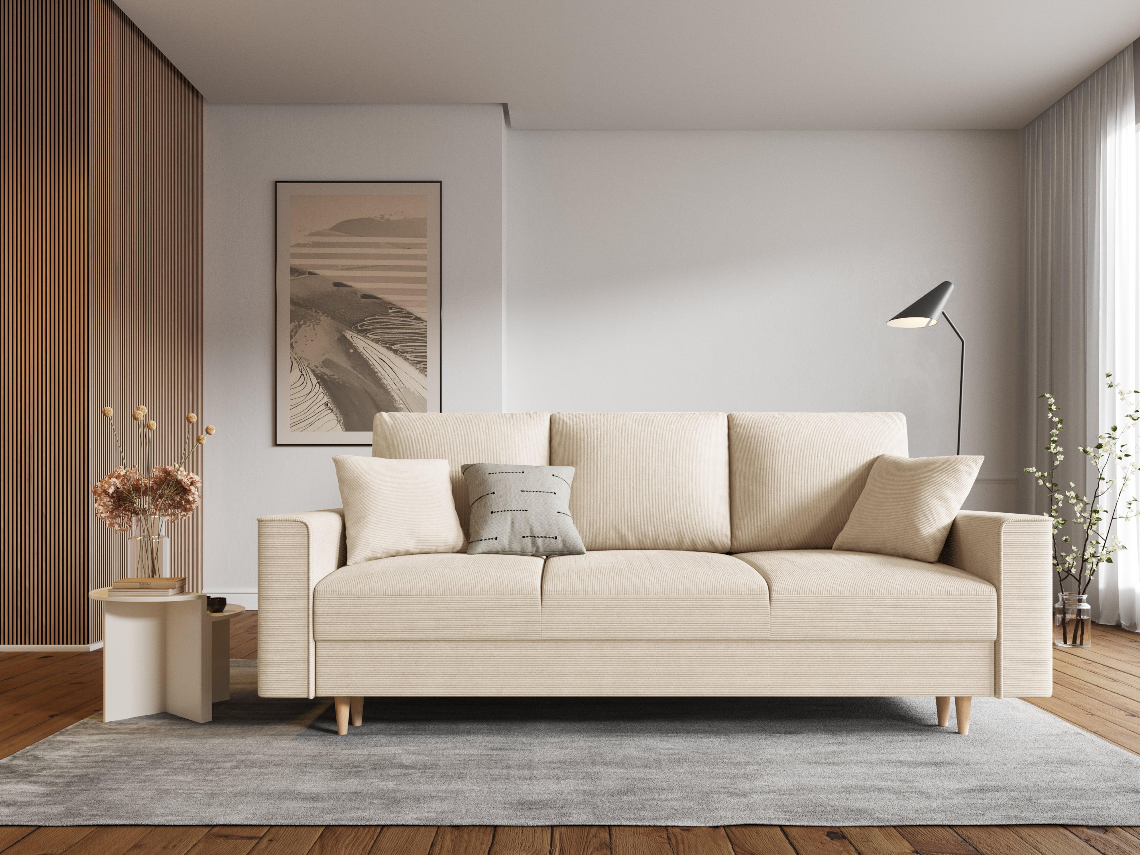 Sofa sztruksowa z funkcją spania CARTADERA beżowy Mazzini Sofas    Eye on Design