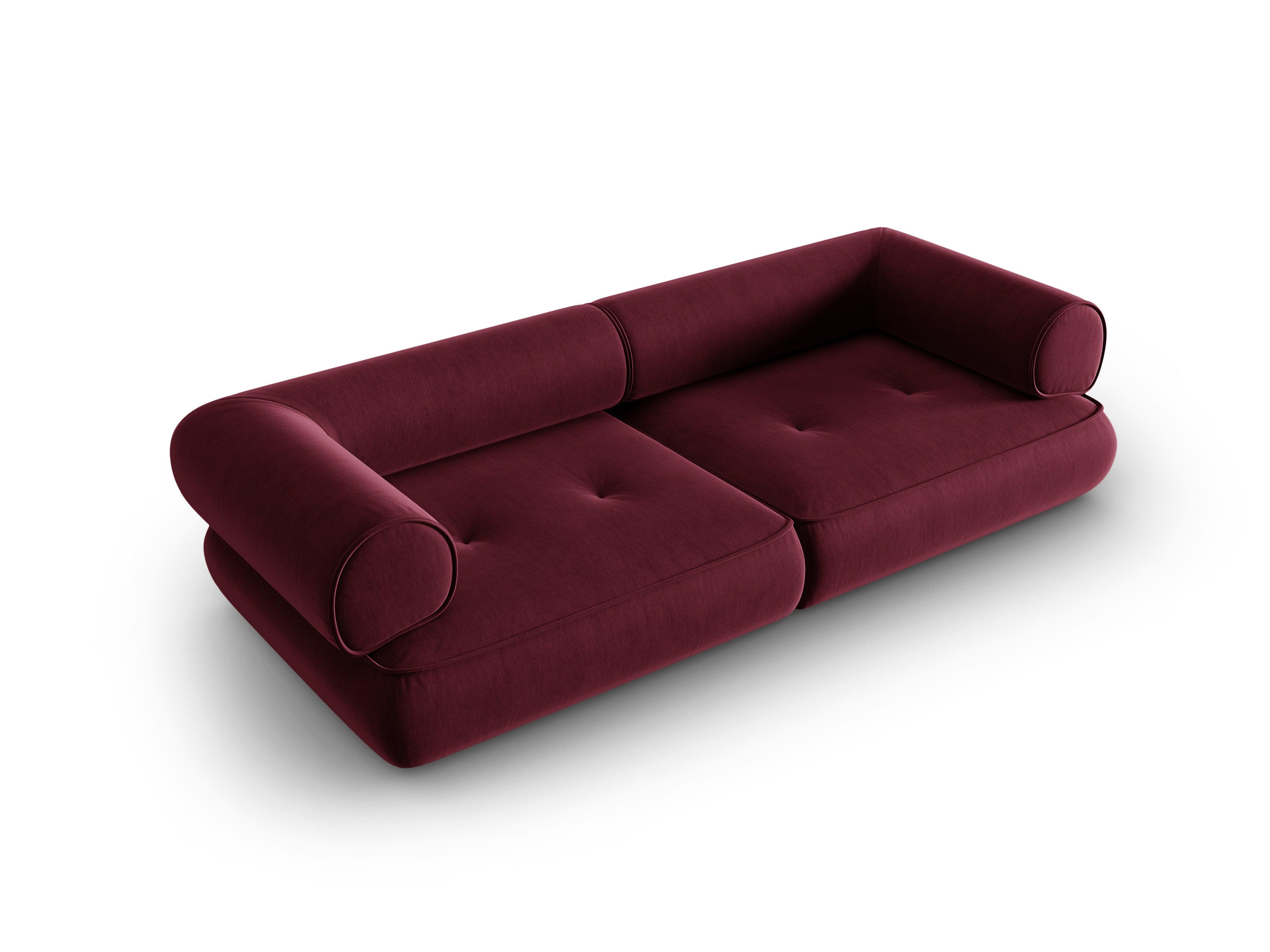 Sofa w tkaninie szenilowej 3-osobowa LILY burgundowy Maison Heritage    Eye on Design