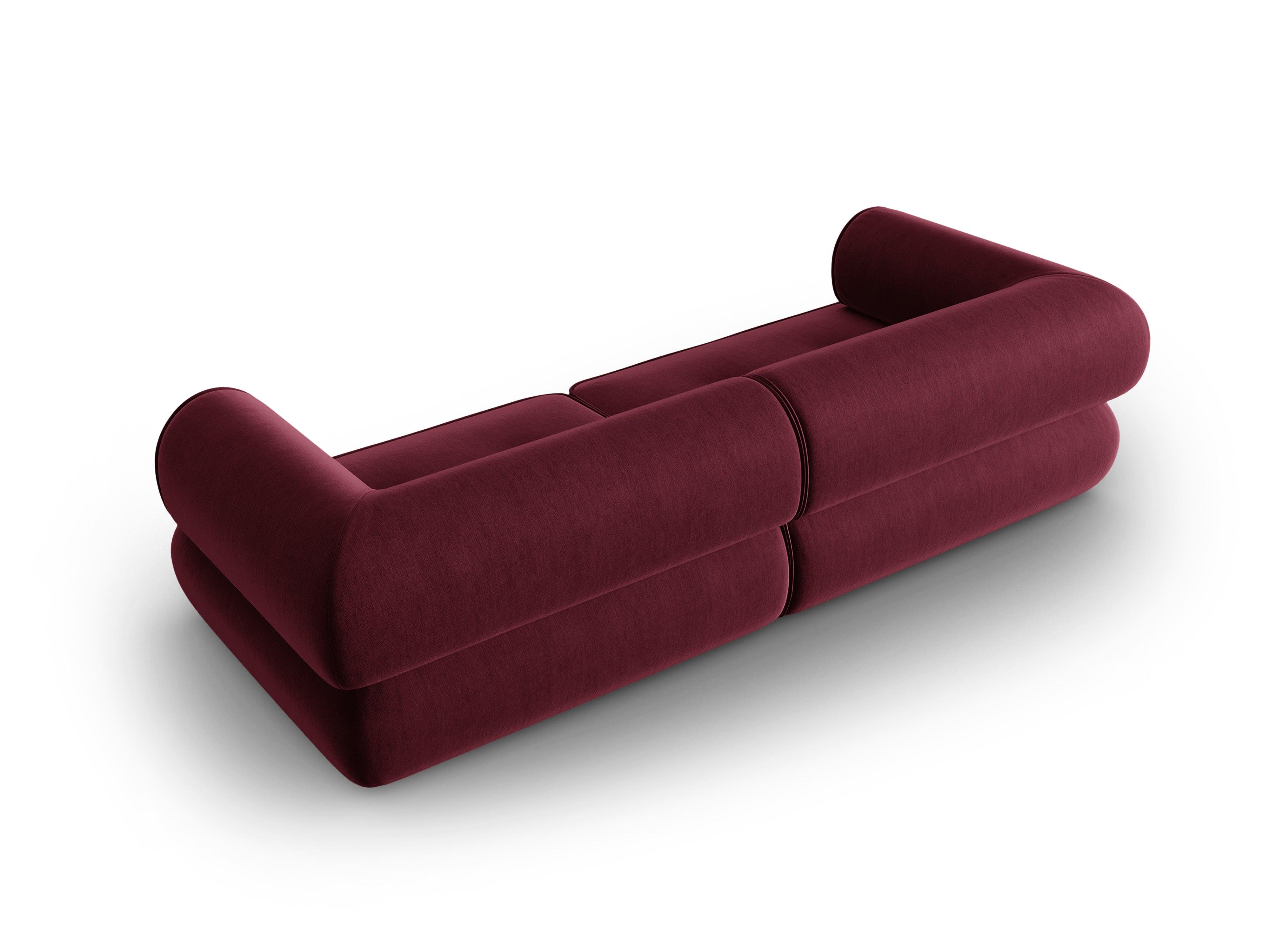 Sofa w tkaninie szenilowej 3-osobowa LILY burgundowy Maison Heritage    Eye on Design