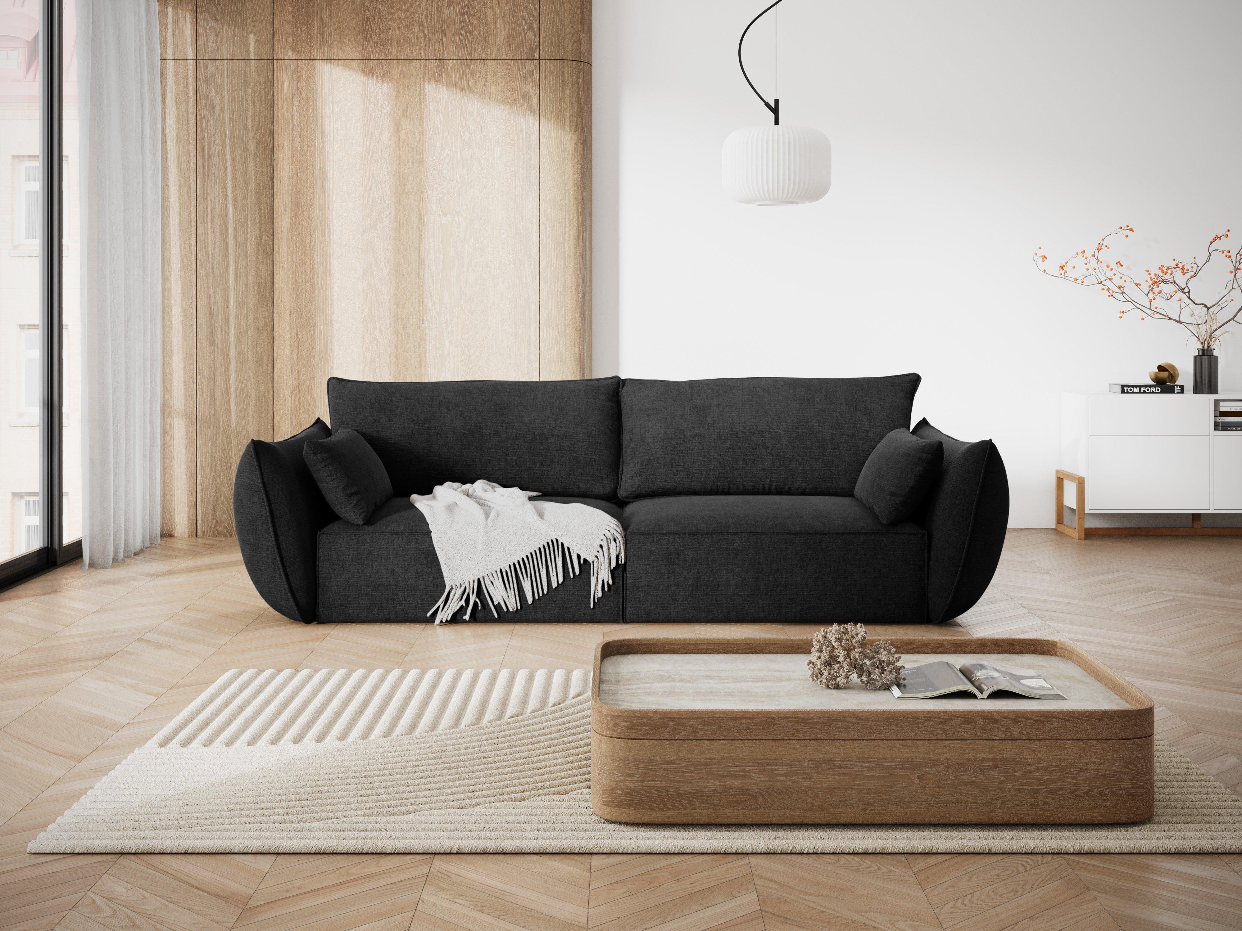 Sofa w tkaninie szenilowej 3-osobowa VANDA czarny Mazzini Sofas    Eye on Design