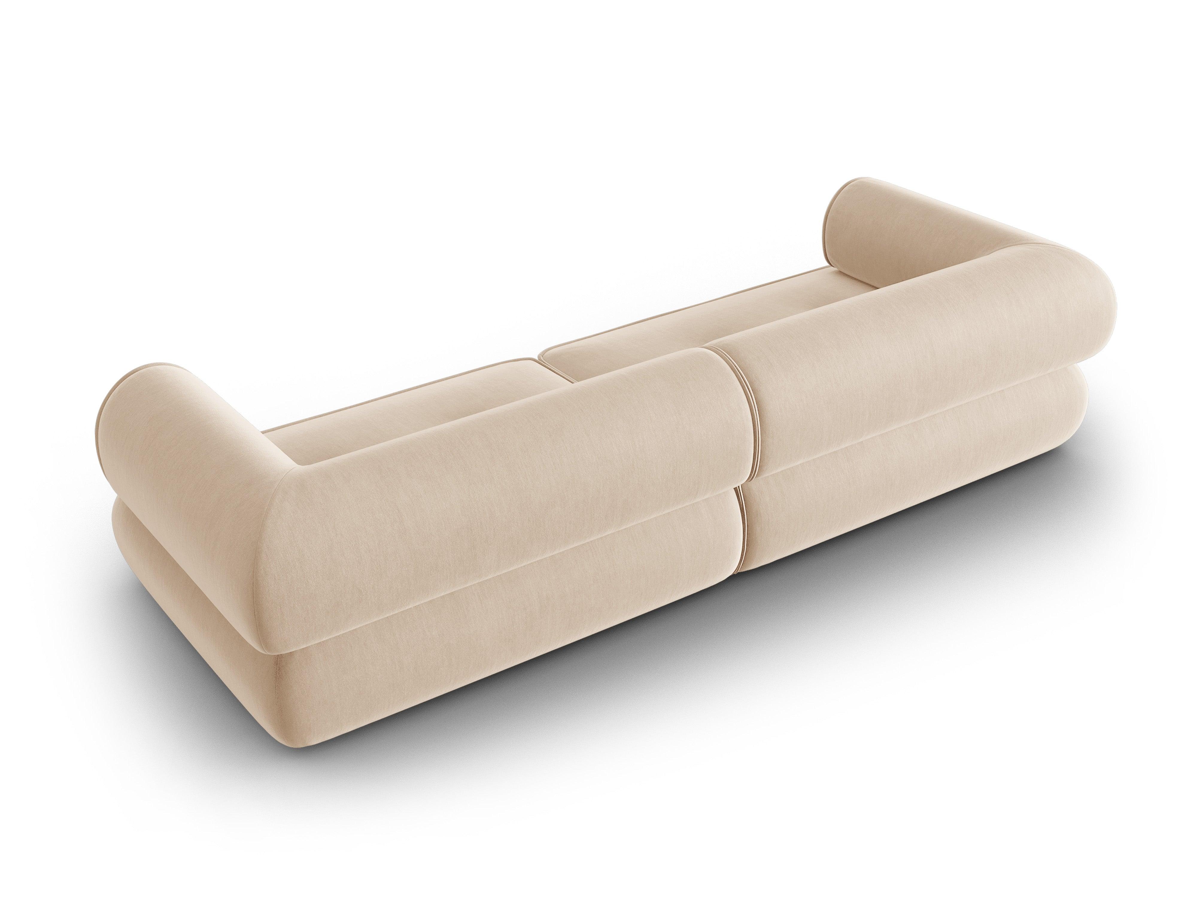 Sofa w tkaninie szenilowej 4-osobowa LILY beżowy Maison Heritage    Eye on Design