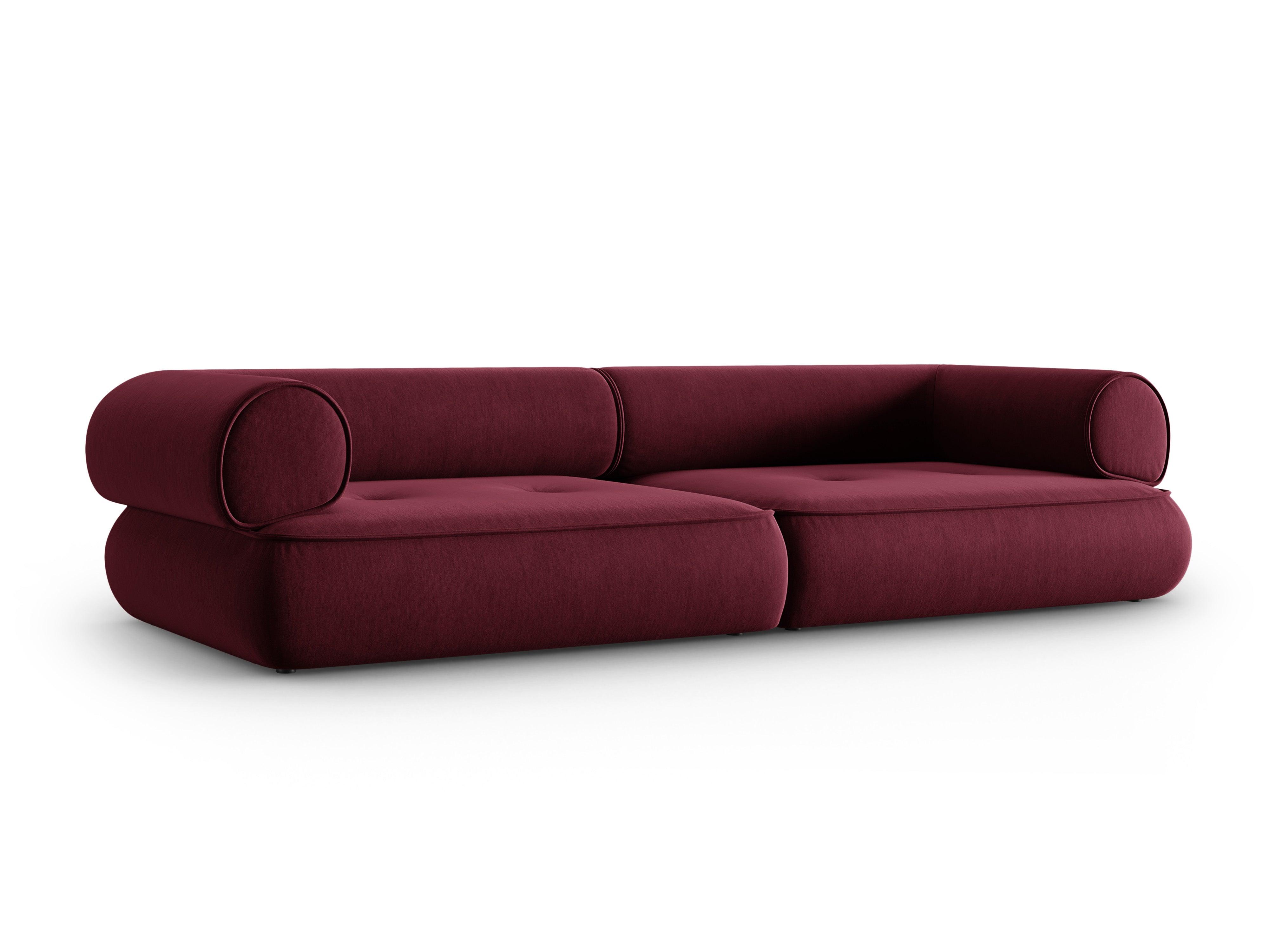 Sofa w tkaninie szenilowej 4-osobowa LILY burgundowy Maison Heritage    Eye on Design