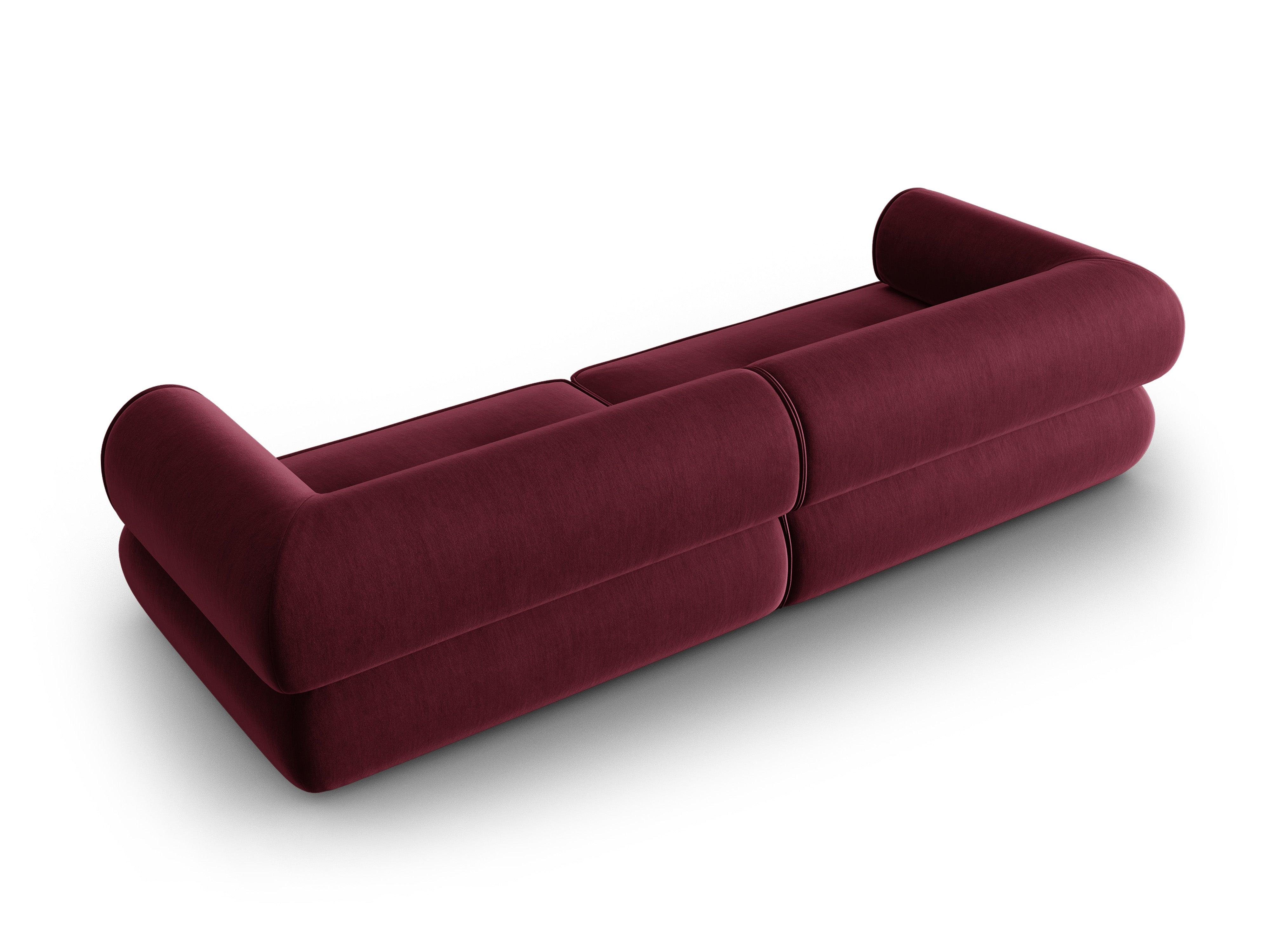 Sofa w tkaninie szenilowej 4-osobowa LILY burgundowy Maison Heritage    Eye on Design