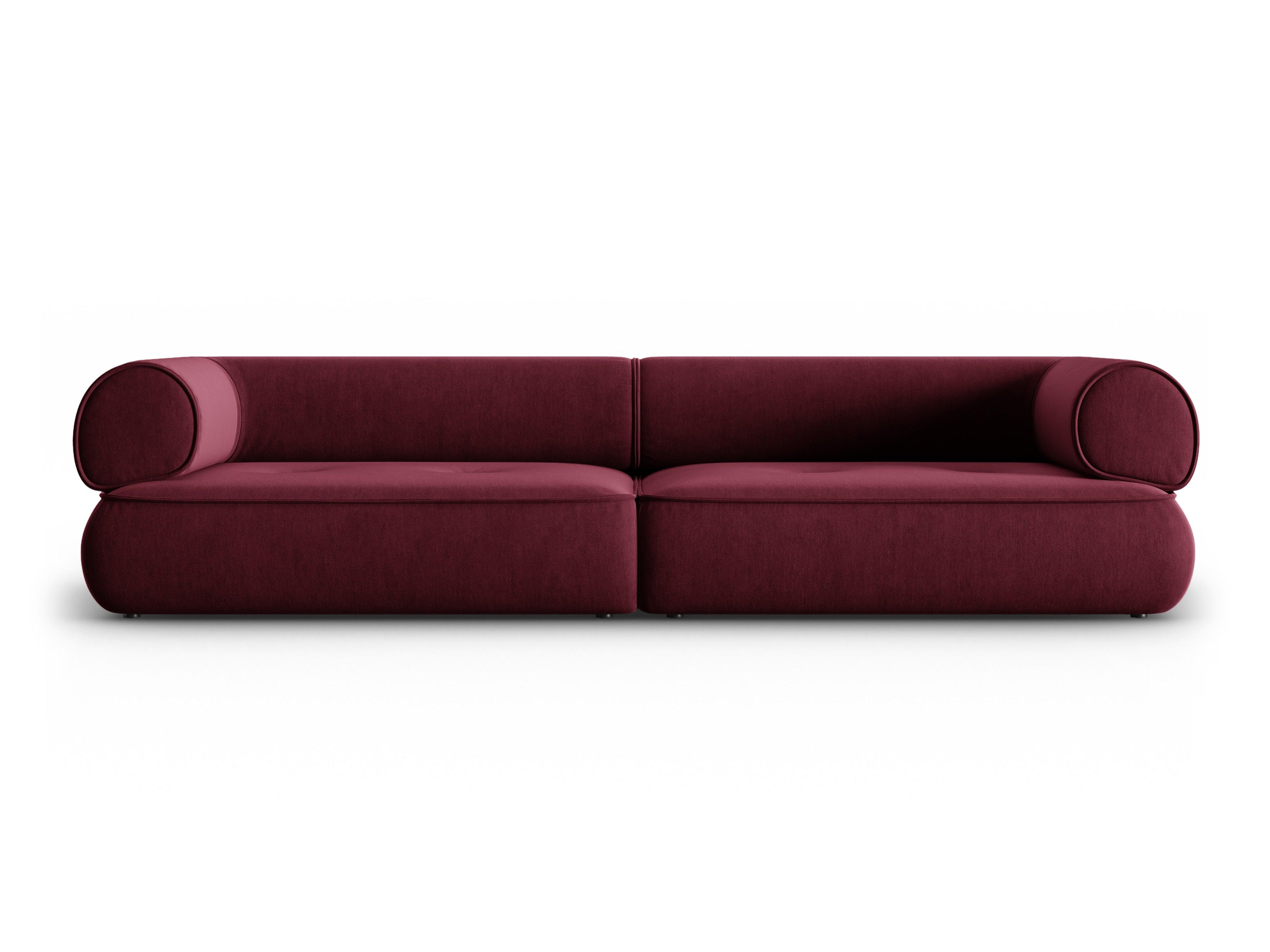 Sofa w tkaninie szenilowej 4-osobowa LILY burgundowy Maison Heritage    Eye on Design