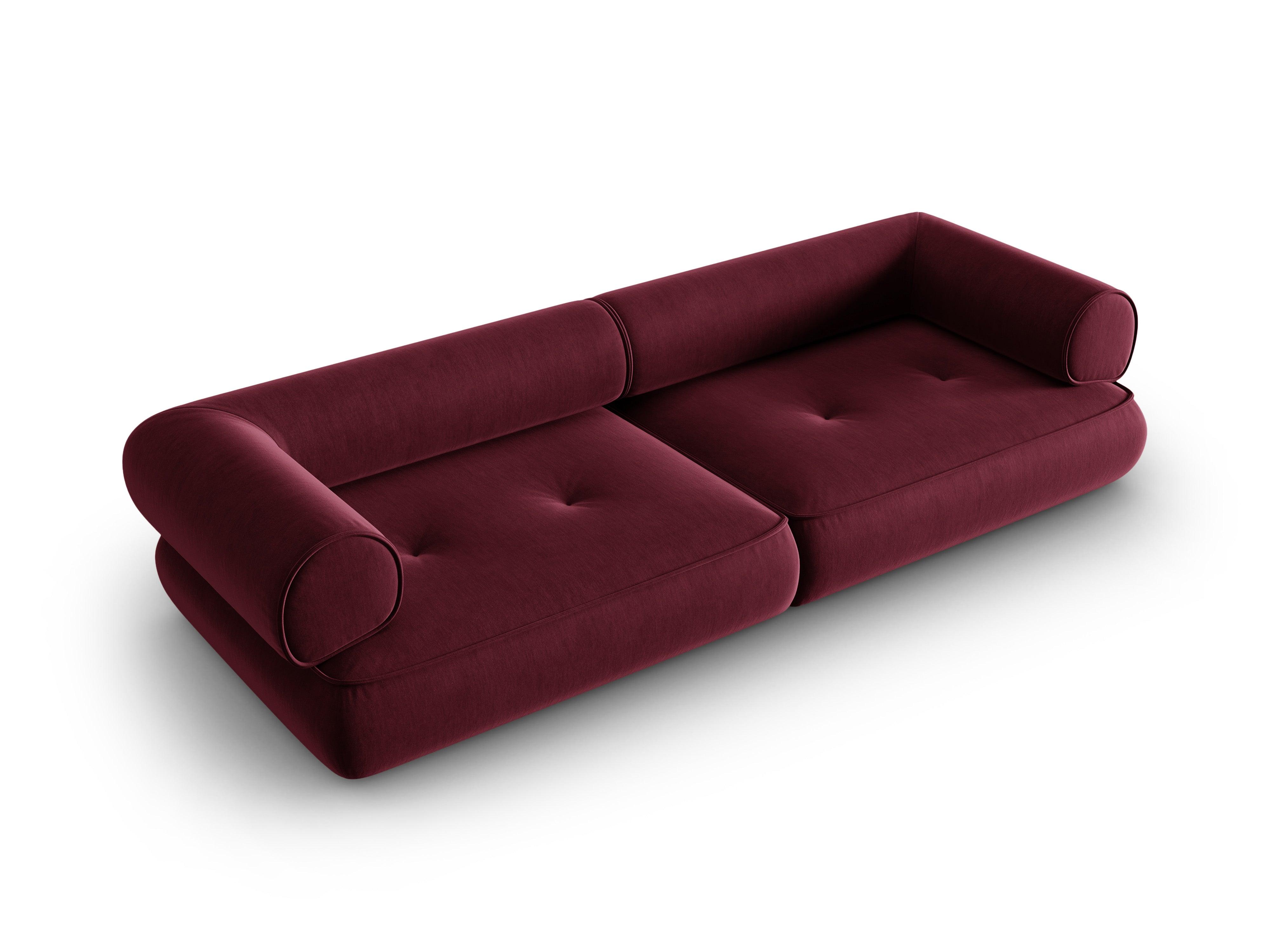 Sofa w tkaninie szenilowej 4-osobowa LILY burgundowy Maison Heritage    Eye on Design