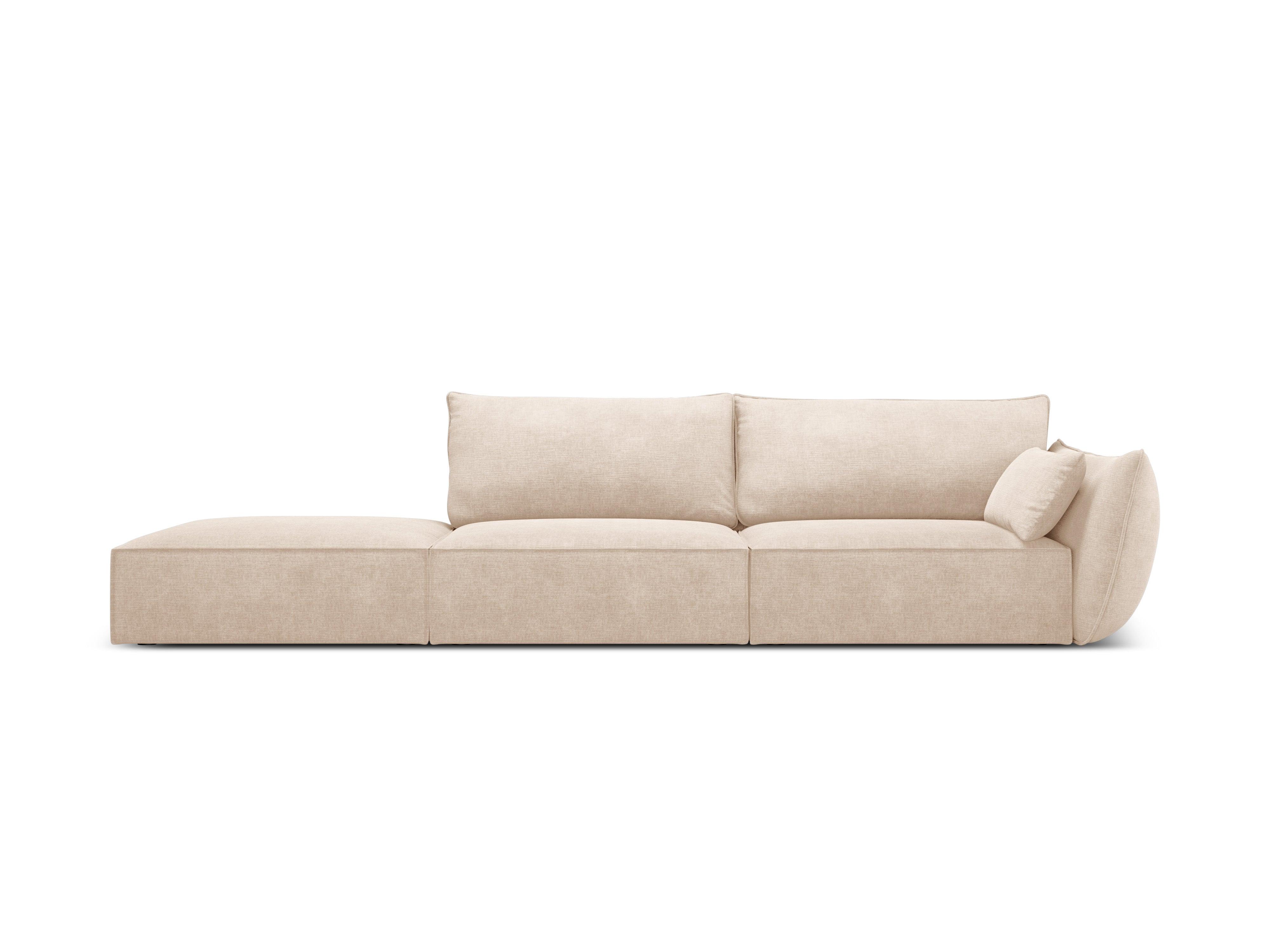 Sofa w tkaninie szenilowej lewostronna otwarta VANDA beżowy Mazzini Sofas    Eye on Design