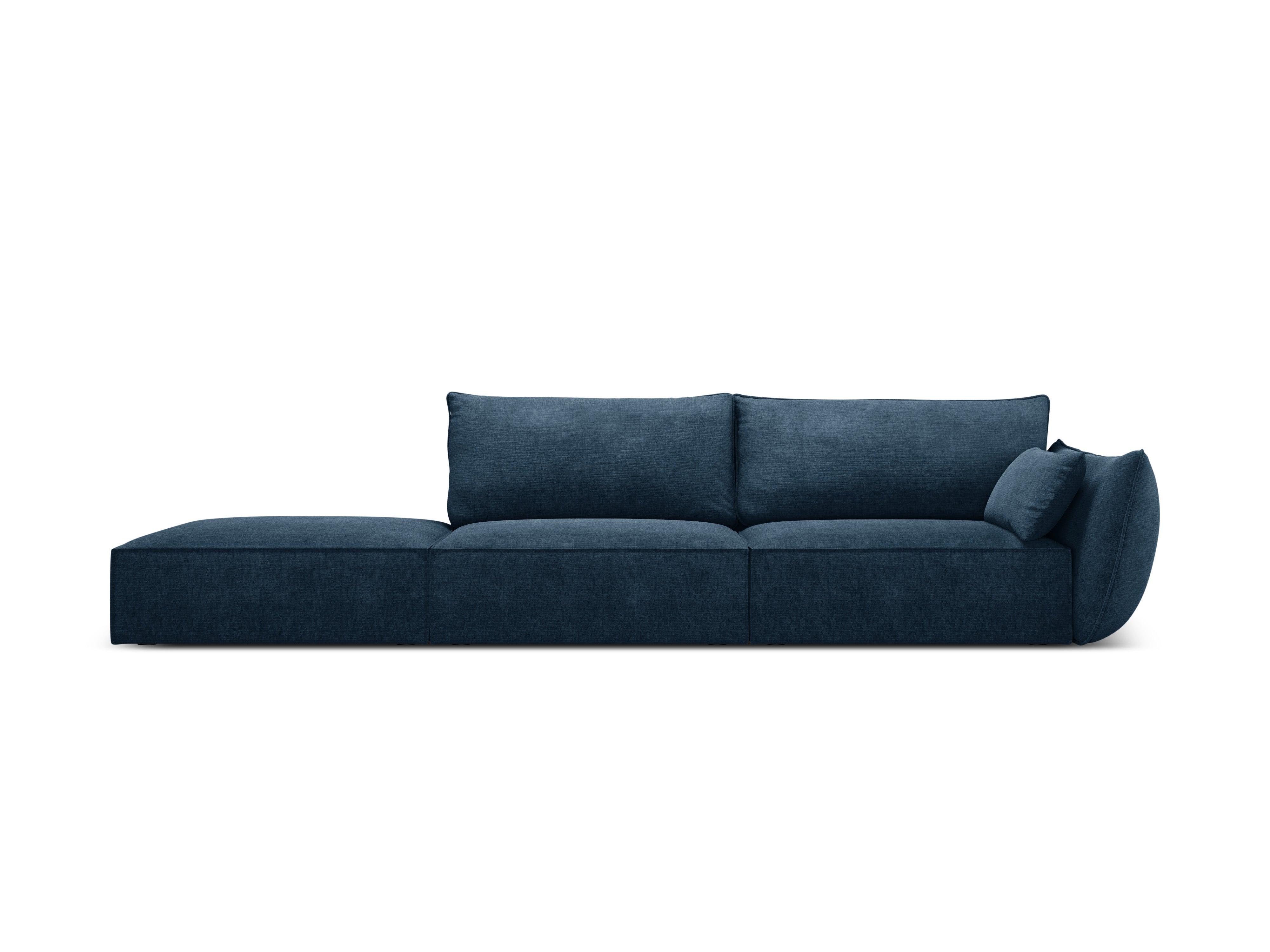 Sofa w tkaninie szenilowej lewostronna otwarta VANDA granat królewski Mazzini Sofas    Eye on Design