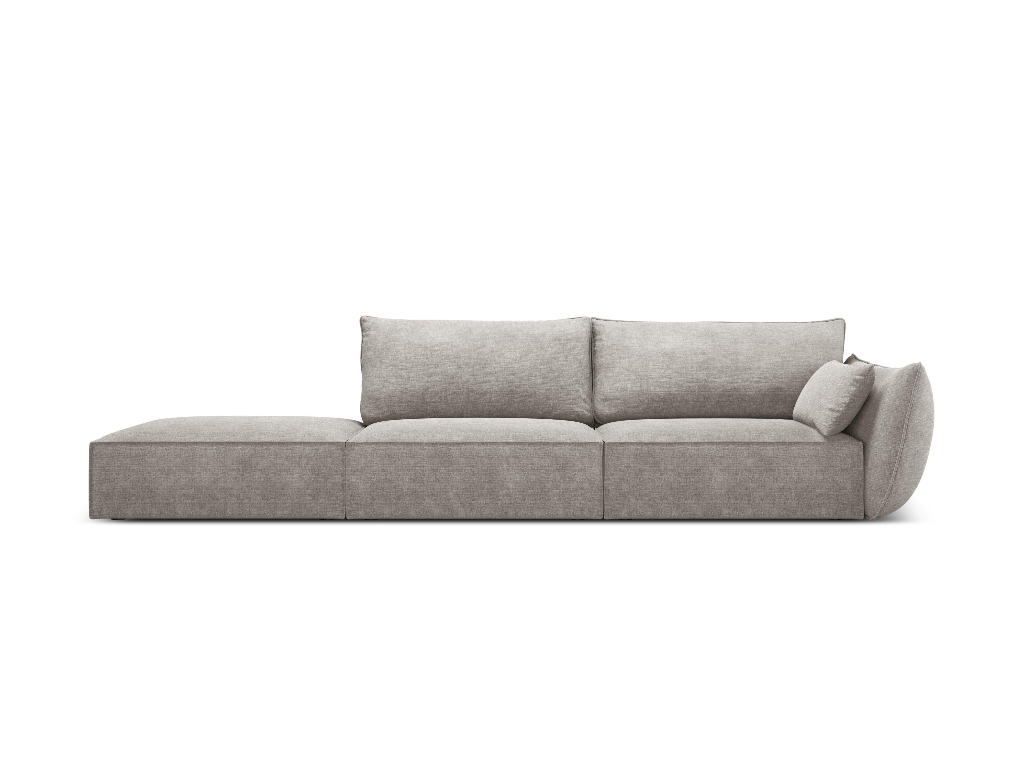 Sofa w tkaninie szenilowej lewostronna otwarta VANDA jasnoszary Mazzini Sofas    Eye on Design