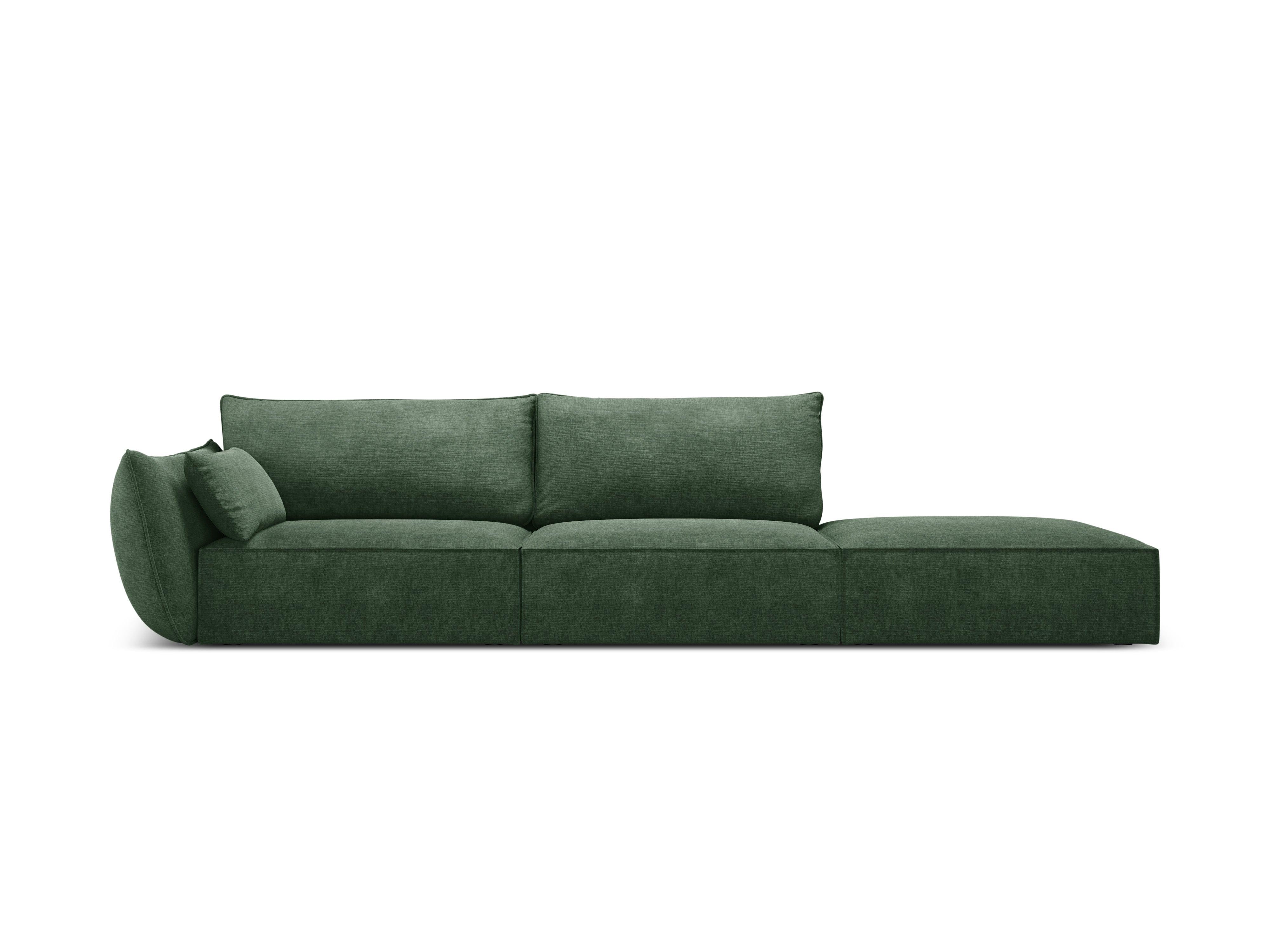 Sofa w tkaninie szenilowej prawostronna otwarta VANDA butelkowa zieleń Mazzini Sofas    Eye on Design