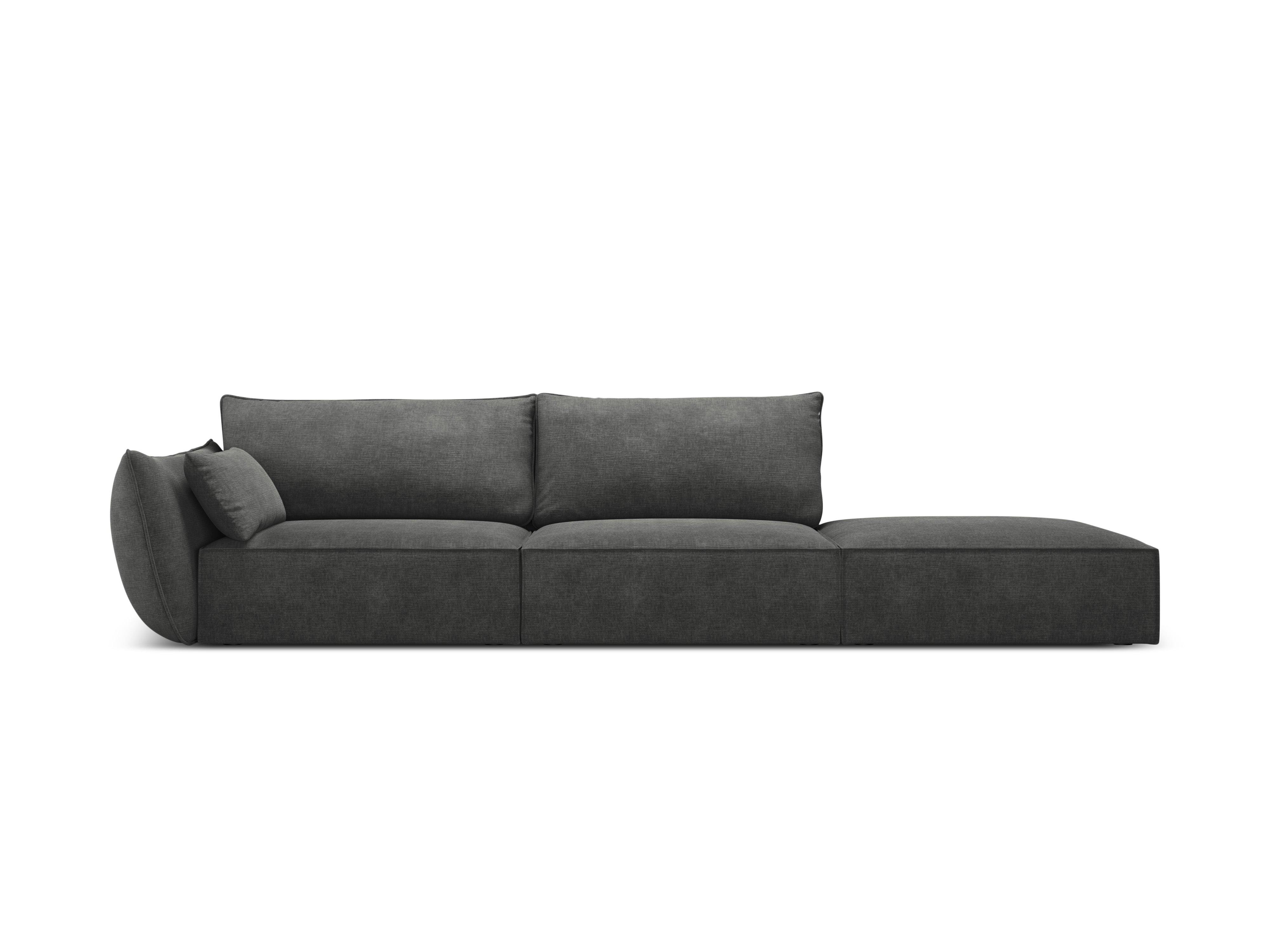 Sofa w tkaninie szenilowej prawostronna otwarta VANDA ciemnoszary Mazzini Sofas    Eye on Design