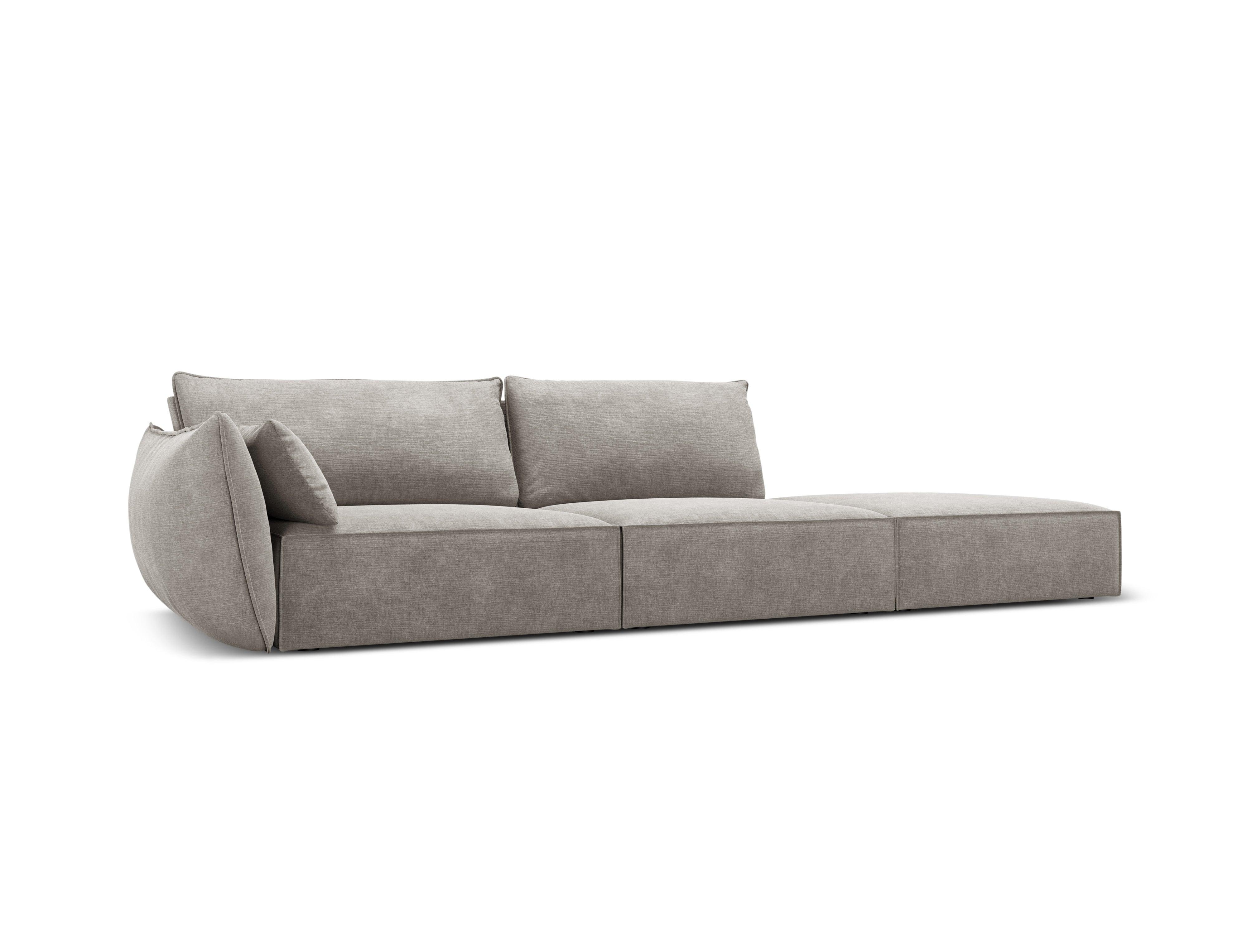 Sofa w tkaninie szenilowej prawostronna otwarta VANDA jasnoszary Mazzini Sofas    Eye on Design