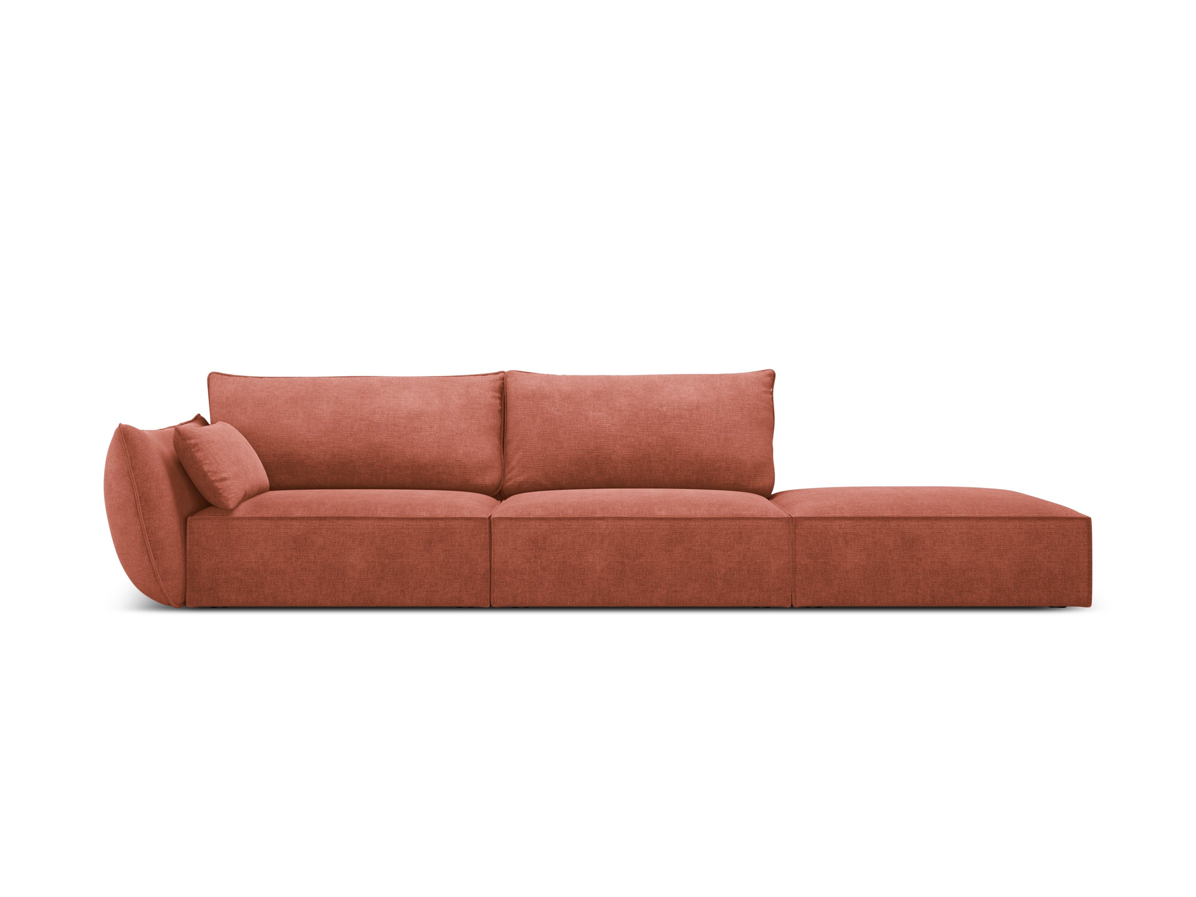 Sofa w tkaninie szenilowej prawostronna otwarta VANDA terracotta Mazzini Sofas    Eye on Design