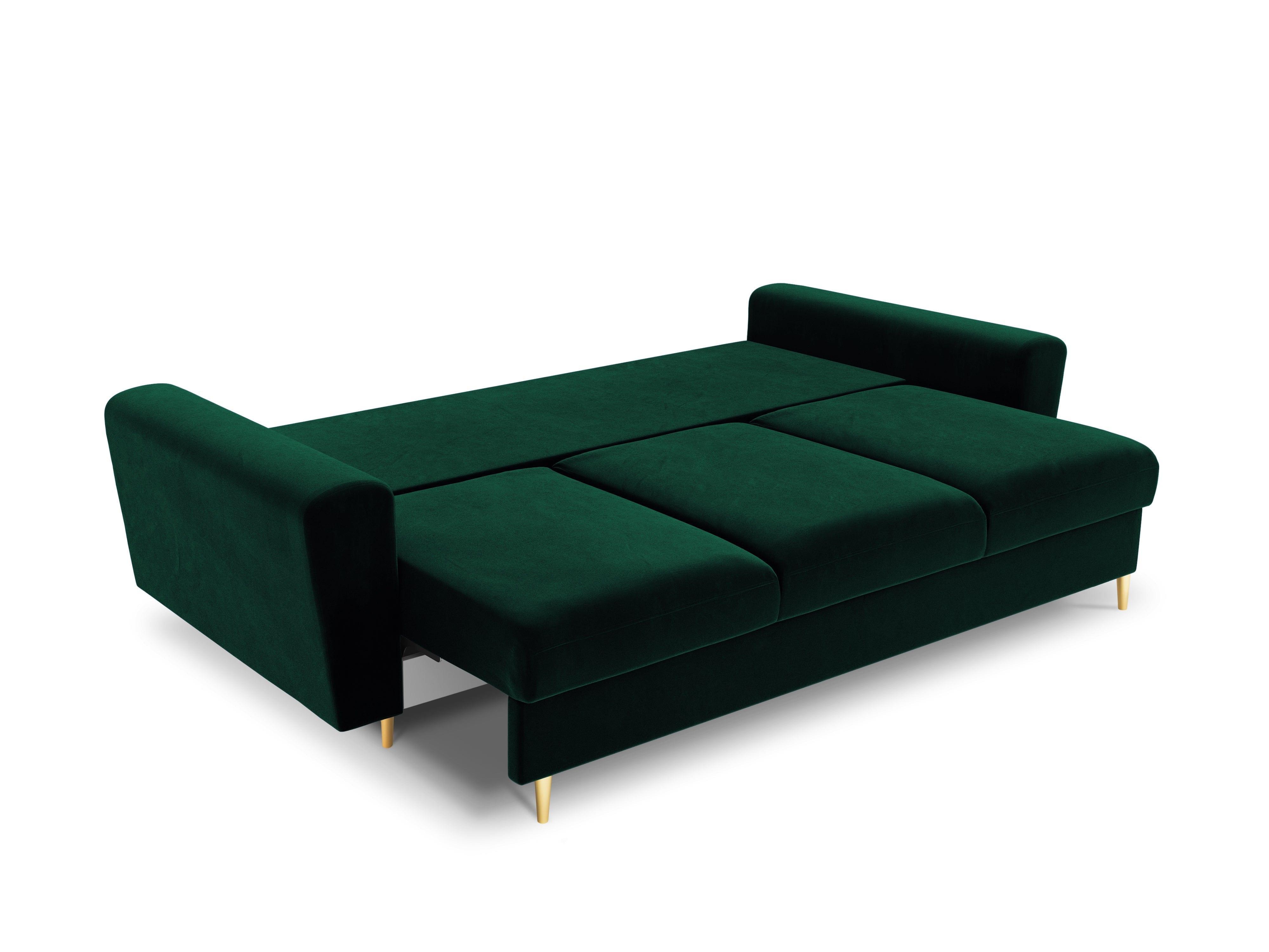 Sofa z funkcją spania KYOTO butelkowa zieleń ze złotą podstawą Cosmopolitan Design    Eye on Design