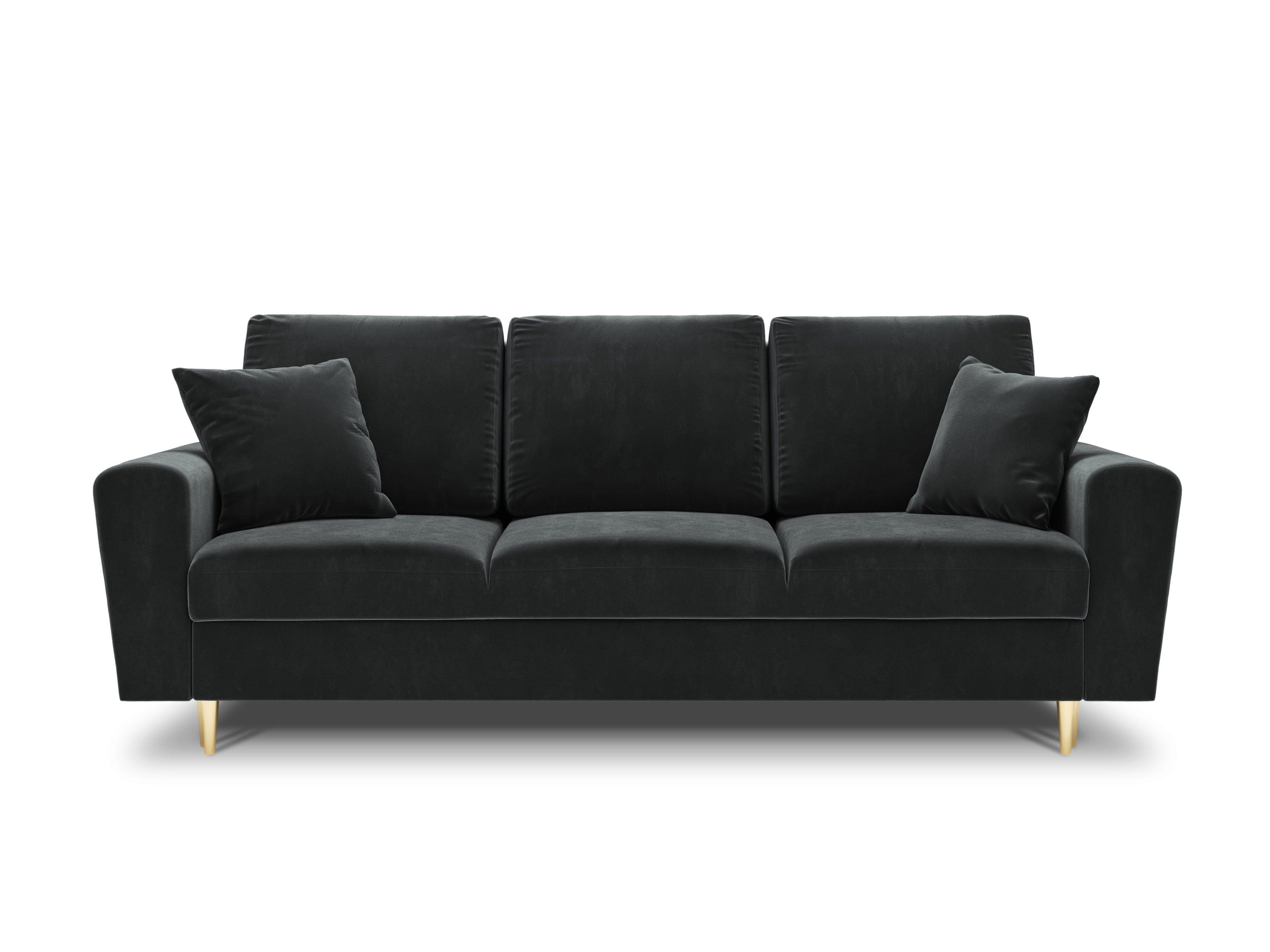 Sofa z funkcją spania KYOTO ciemnoszary ze złotą podstawą Cosmopolitan Design    Eye on Design