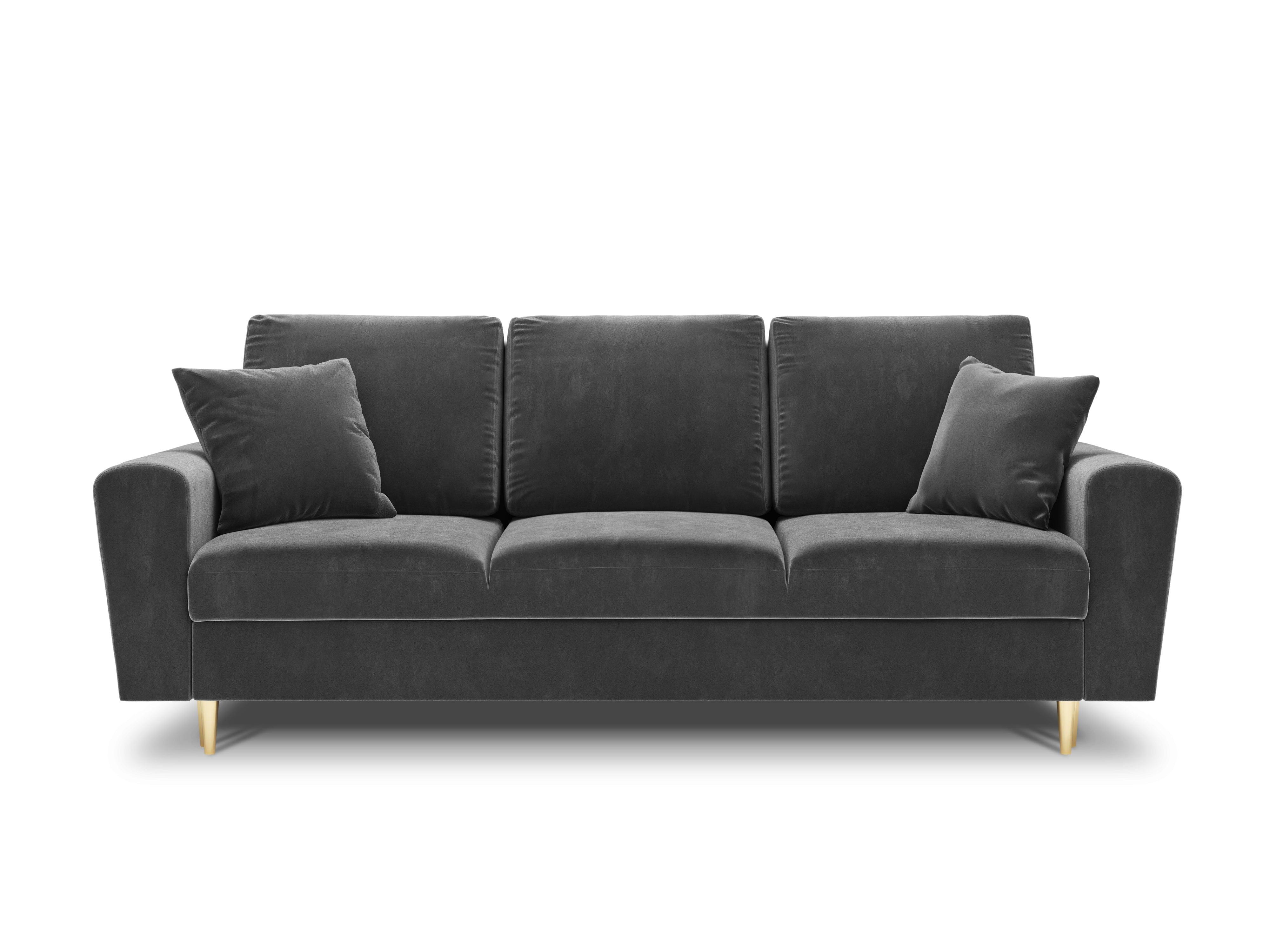 Sofa z funkcją spania KYOTO jasnoszary ze złotą podstawą Cosmopolitan Design    Eye on Design