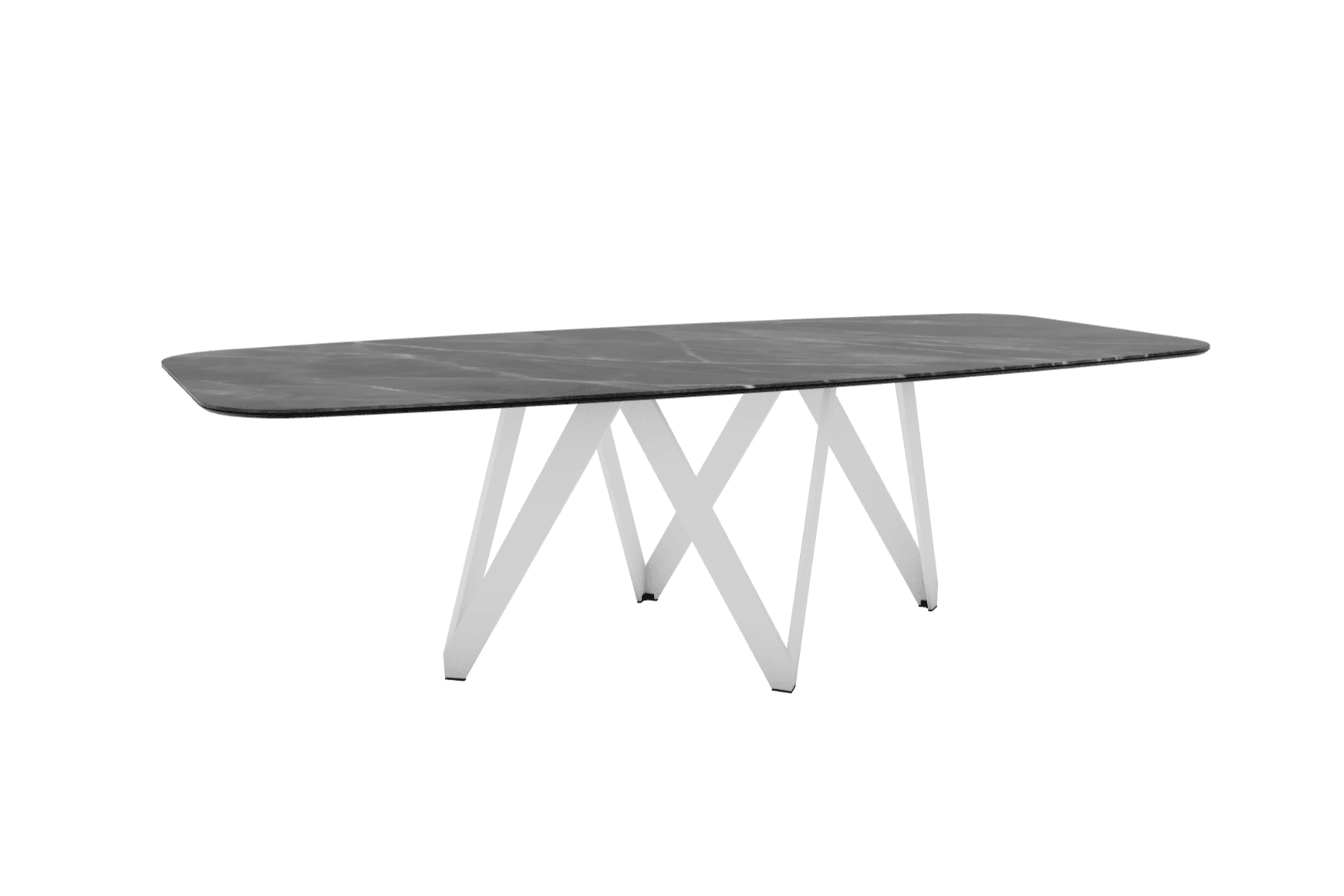 Stół CARTESIO antracytowy marmur z metalową podstawą Calligaris 250 cm matowa biel  Eye on Design