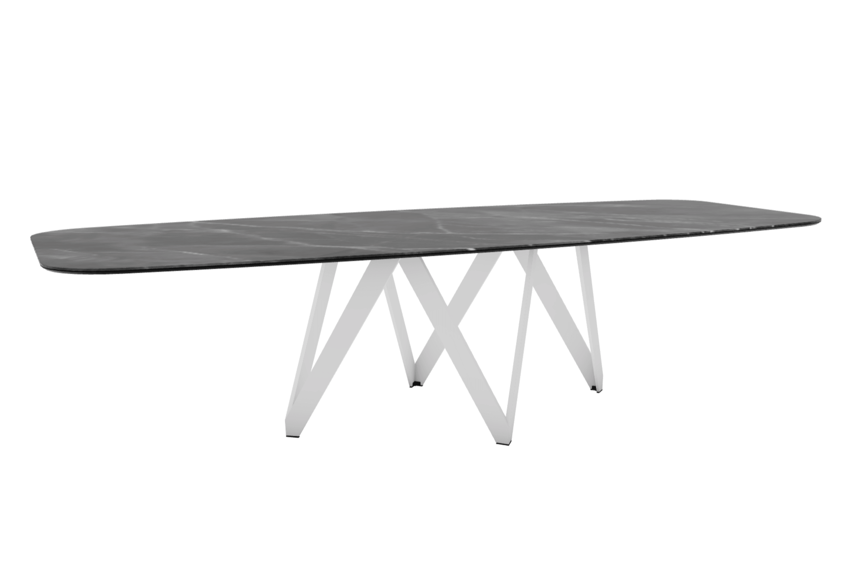 Stół CARTESIO antracytowy marmur z metalową podstawą Calligaris 300 cm matowa biel  Eye on Design