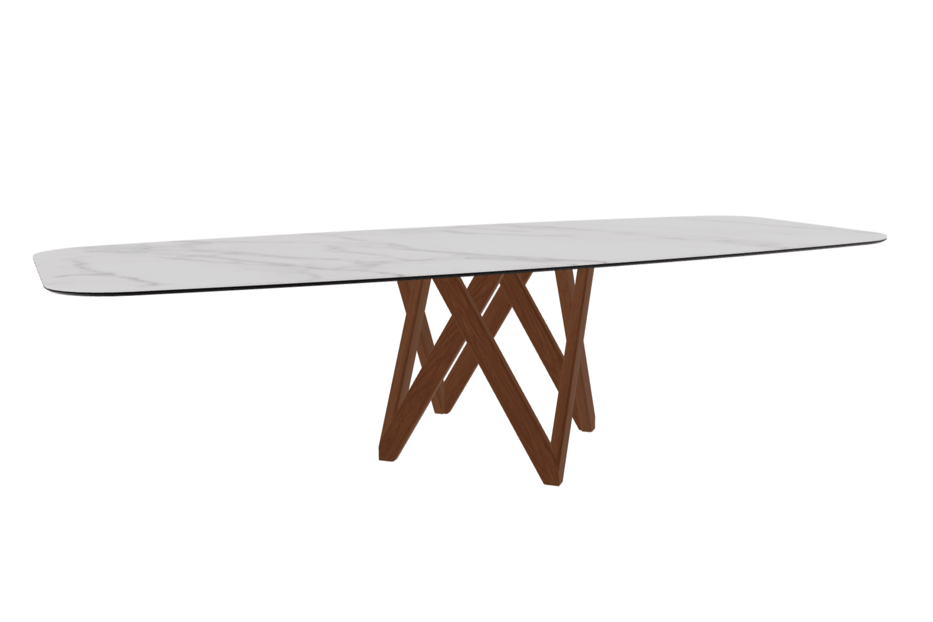 Stół CARTESIO kremowy marmur z drewnianą podstawą Calligaris 300 cm orzechowy  Eye on Design