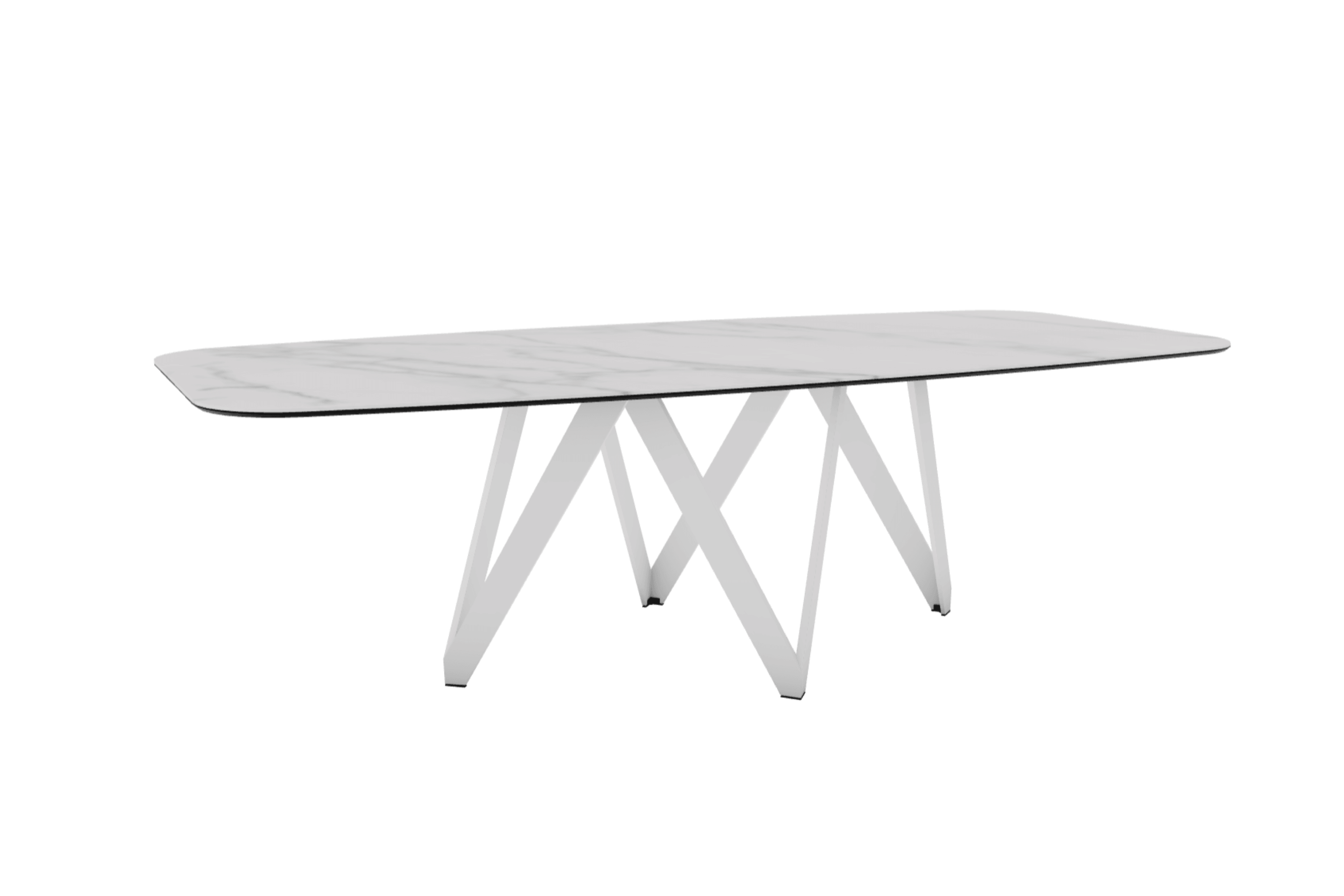 Stół CARTESIO kremowy marmur z metalową podstawą Calligaris 250 cm matowa biel  Eye on Design