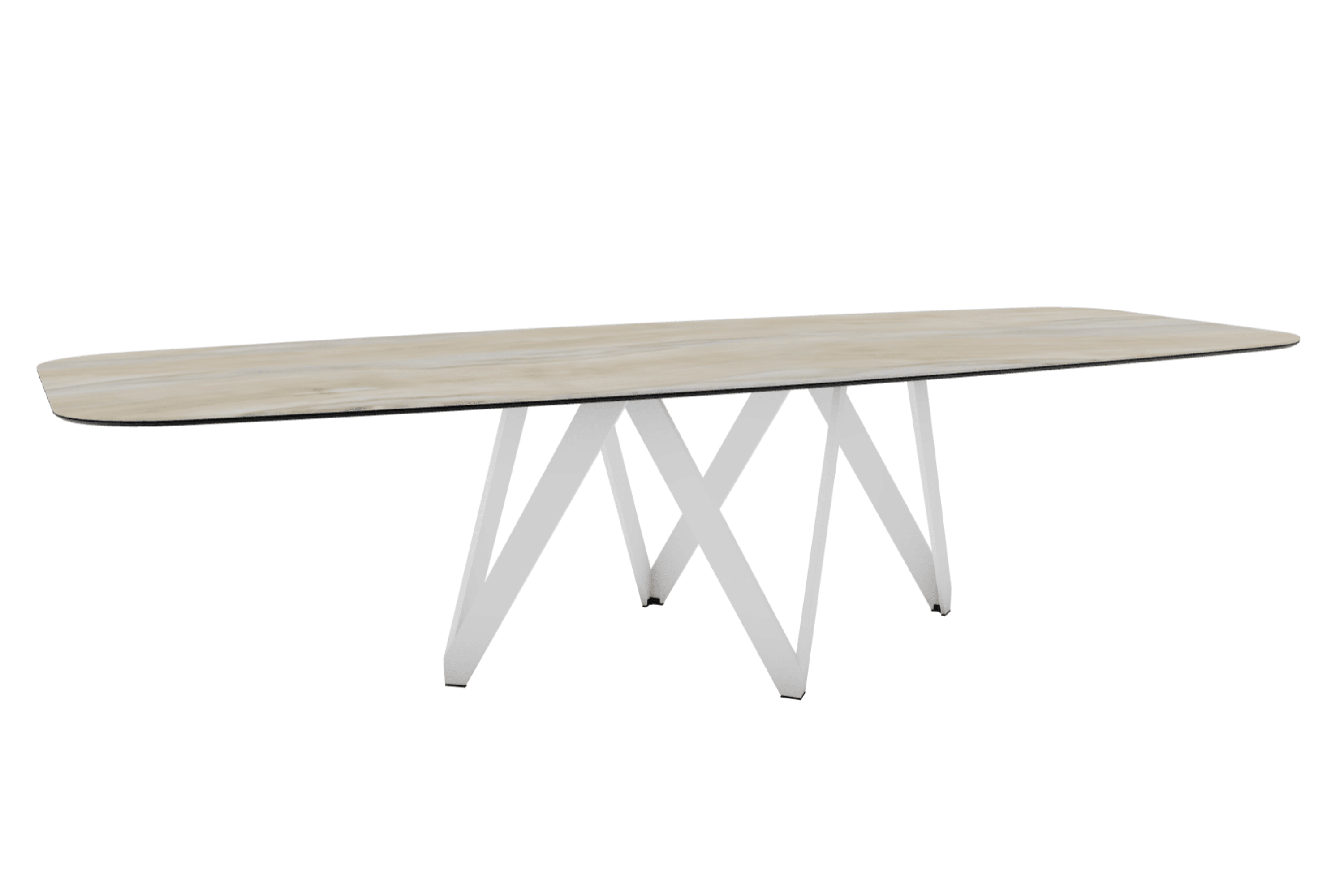 Stół CARTESIO piaskowy marmur z metalową podstawą Calligaris 300 cm matowa biel  Eye on Design