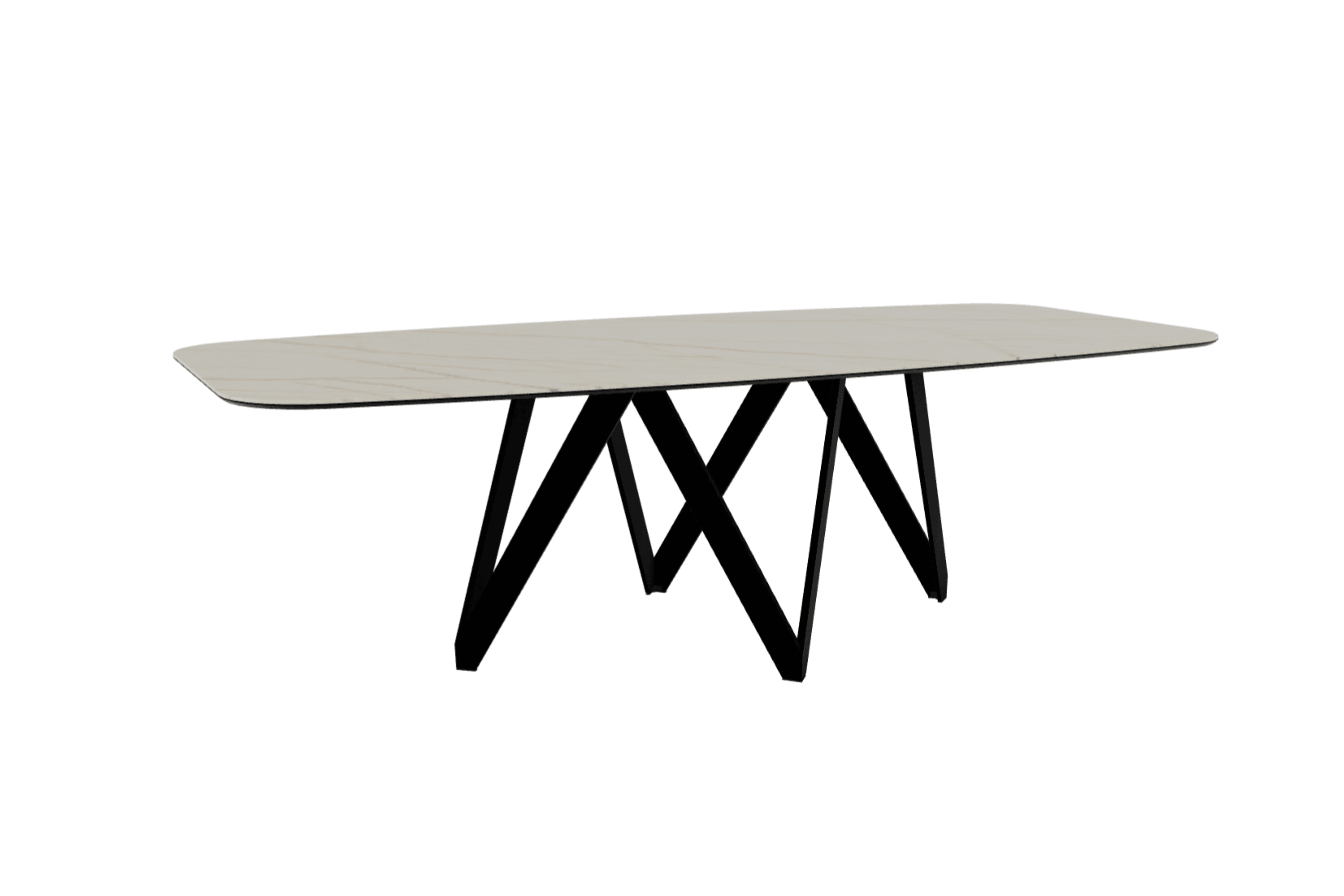 Stół CARTESIO złoty marmur z metalową podstawą Calligaris 250 cm matowa czerń  Eye on Design