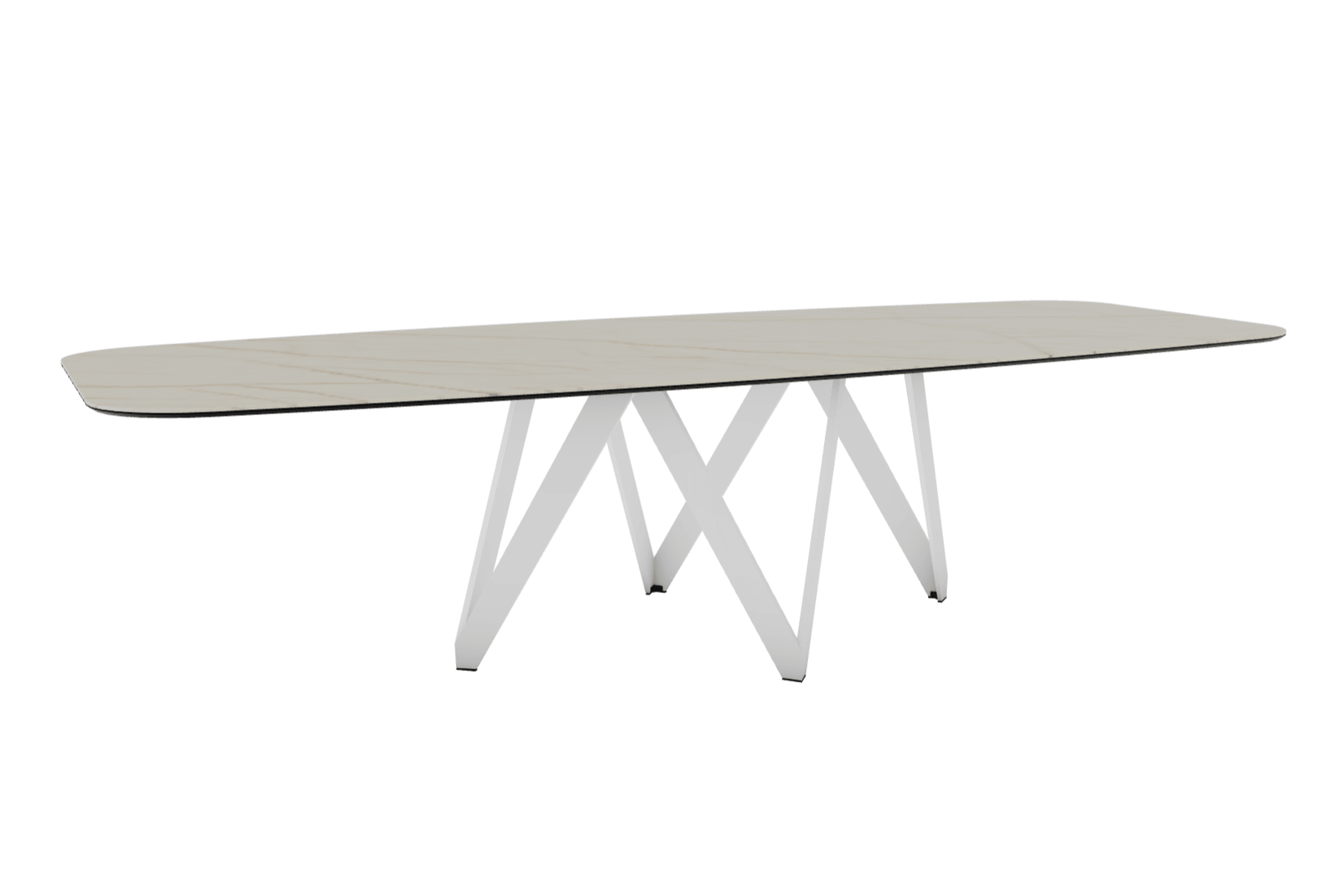 Stół CARTESIO złoty marmur z metalową podstawą Calligaris 300 cm matowa biel  Eye on Design