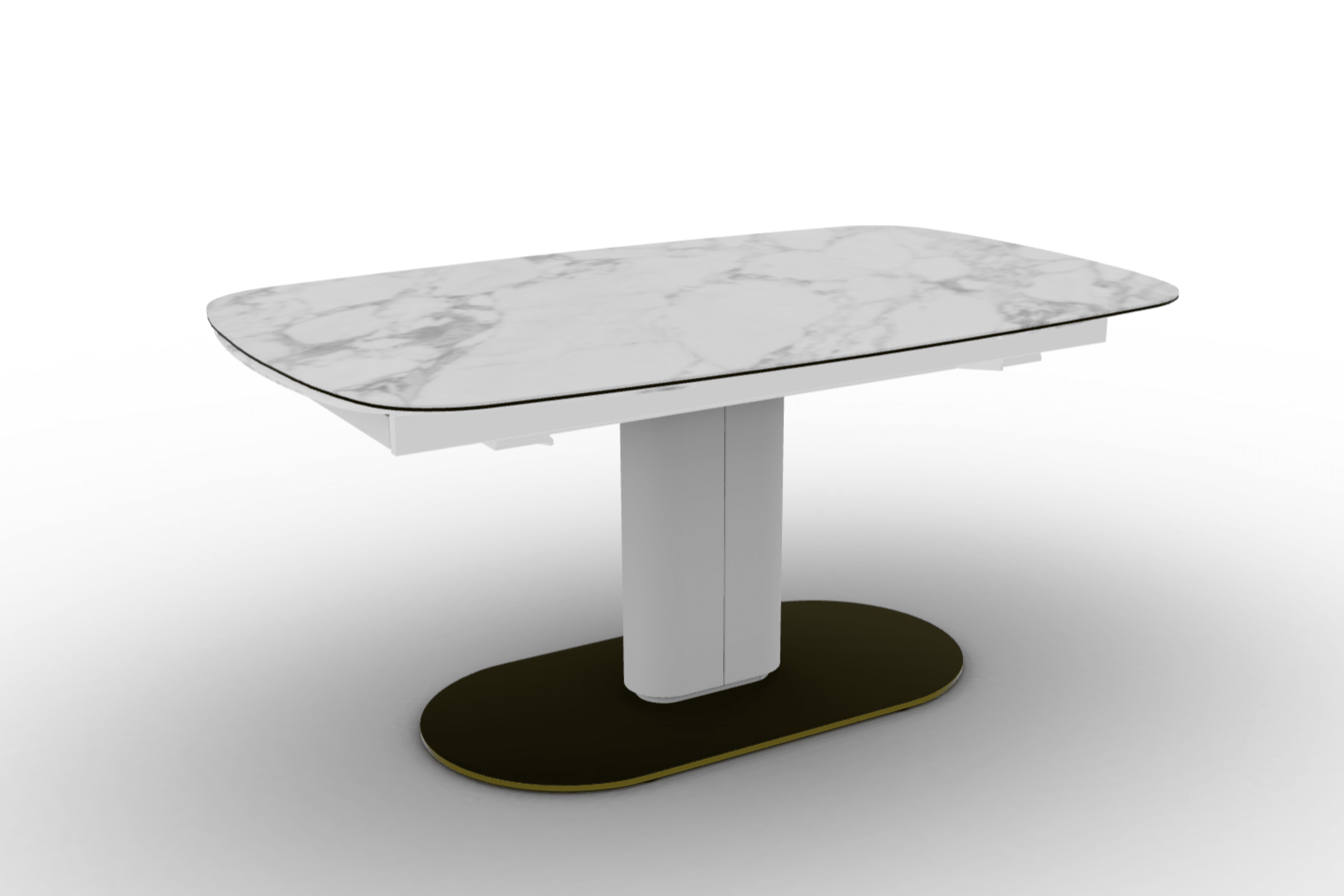 Stół rozkładany CAMEO biały marmur Calligaris 165 cm matowa biel matowy mosiądz Eye on Design