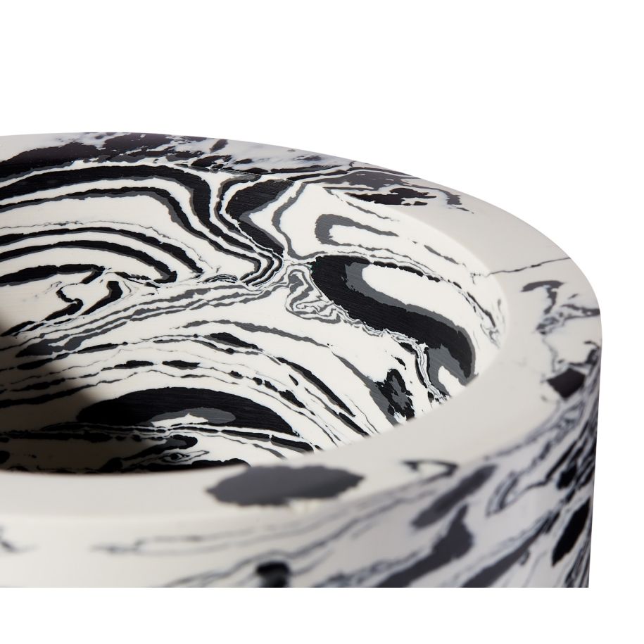 Vase Swirl Schwarz -Weiß -Marmor mit einer türkisfarbenen Basis [Julia] [Amelia Spring]