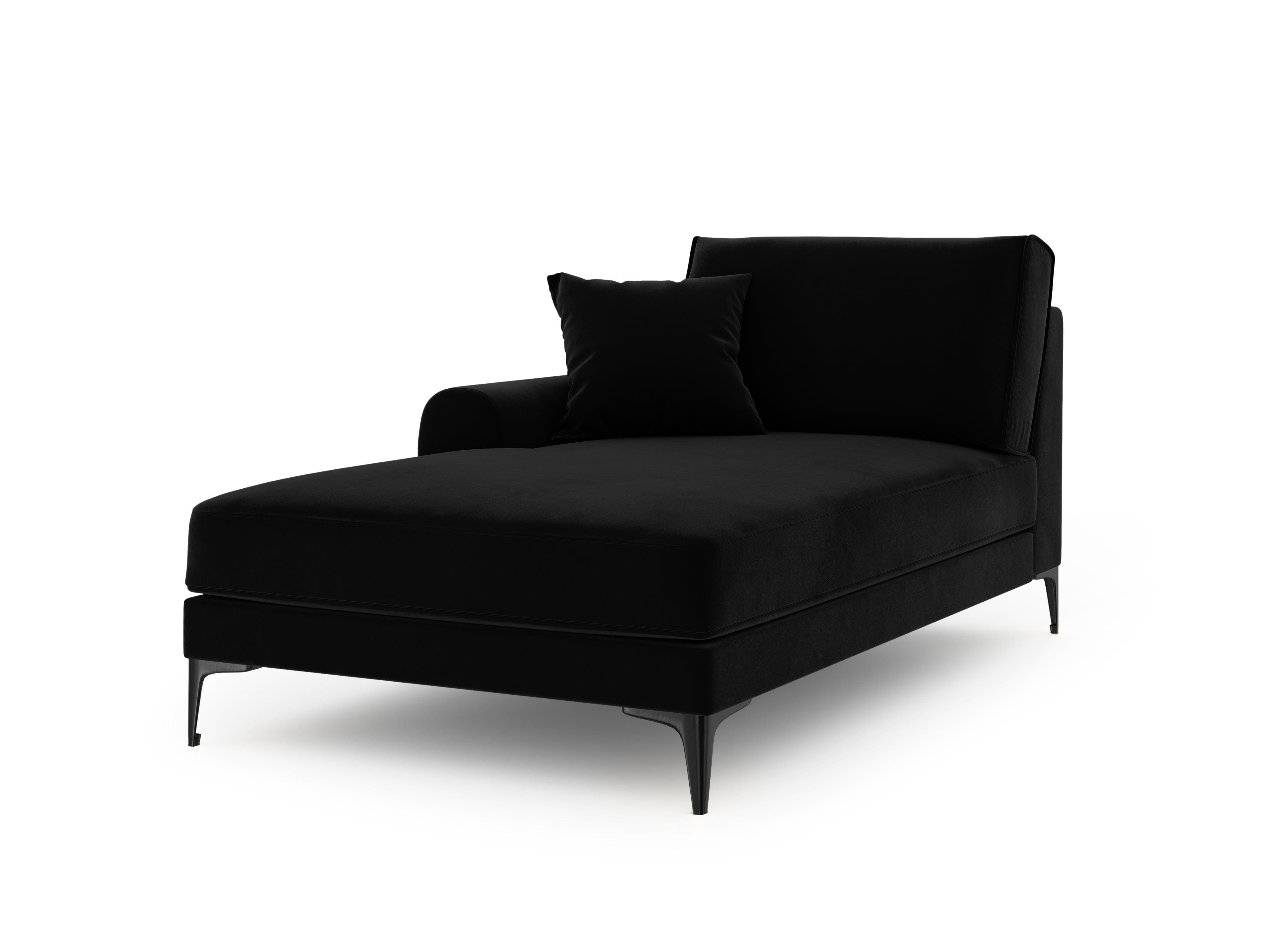Szezlong aksamitny lewostronny MADARA czarny z czarną podstawą Mazzini Sofas    Eye on Design