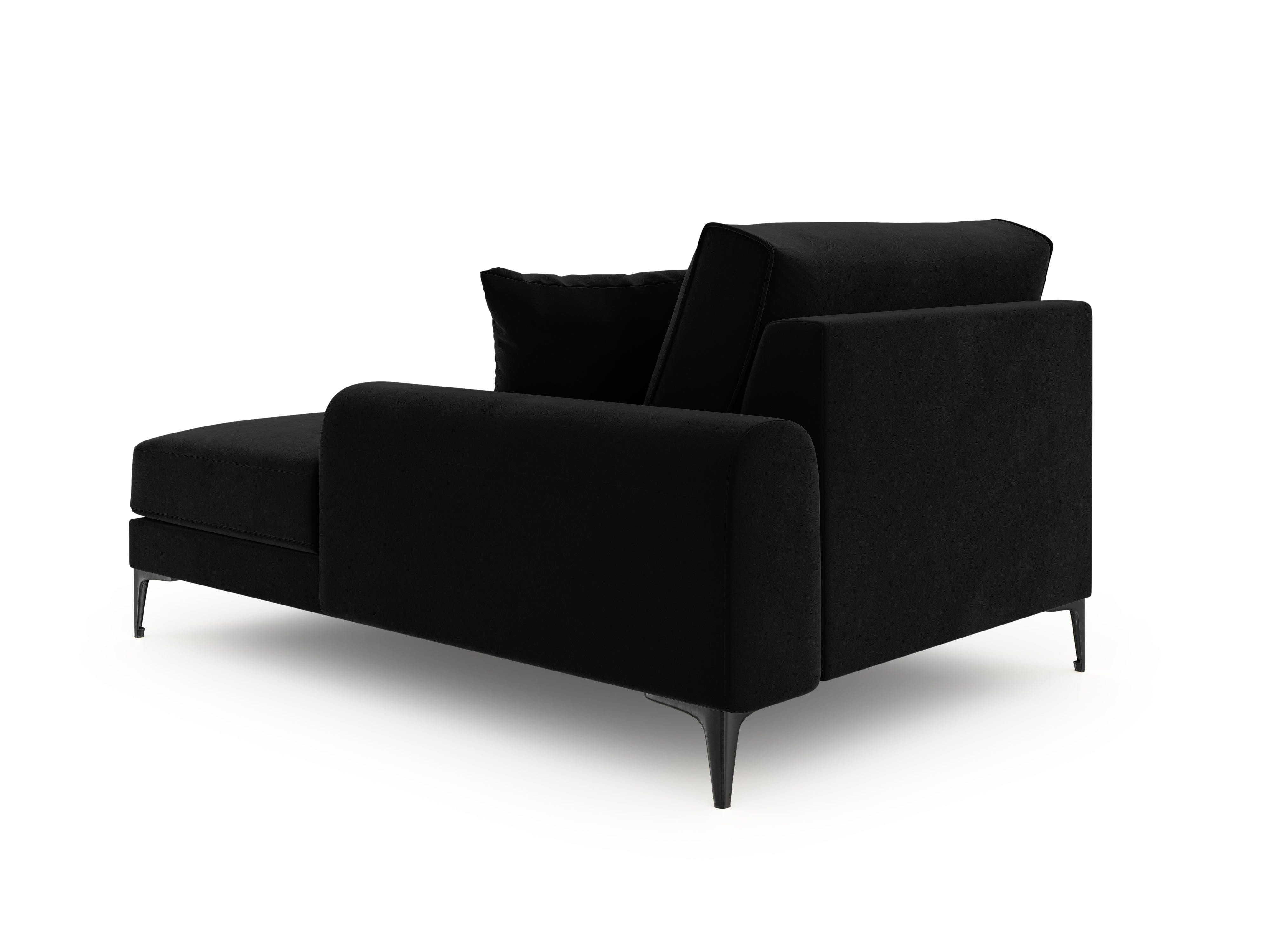 Szezlong aksamitny prawostronny MADARA czarny z czarną podstawą Mazzini Sofas    Eye on Design