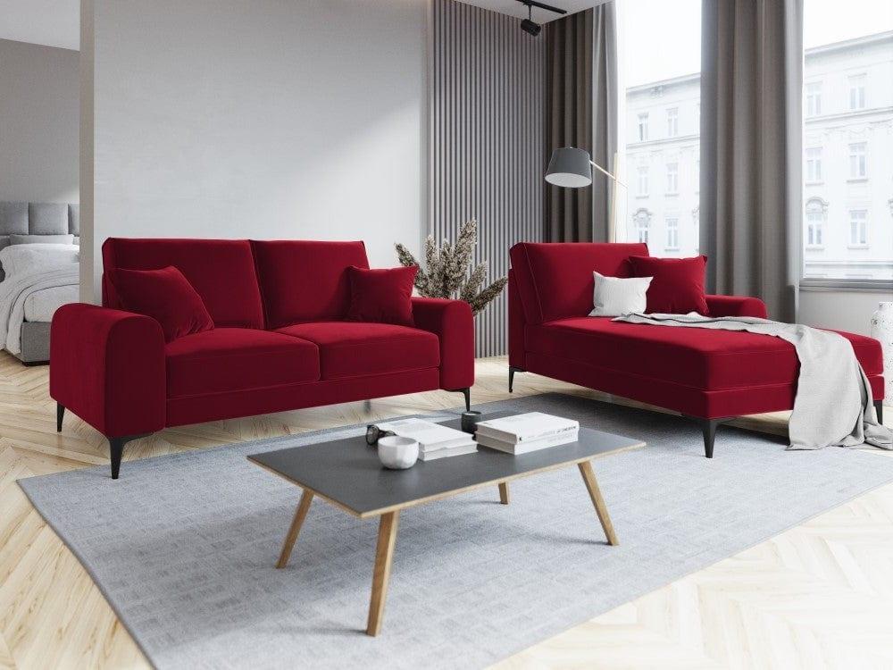 Szezlong aksamitny prawostronny MADARA czerwony z czarną podstawą Mazzini Sofas    Eye on Design