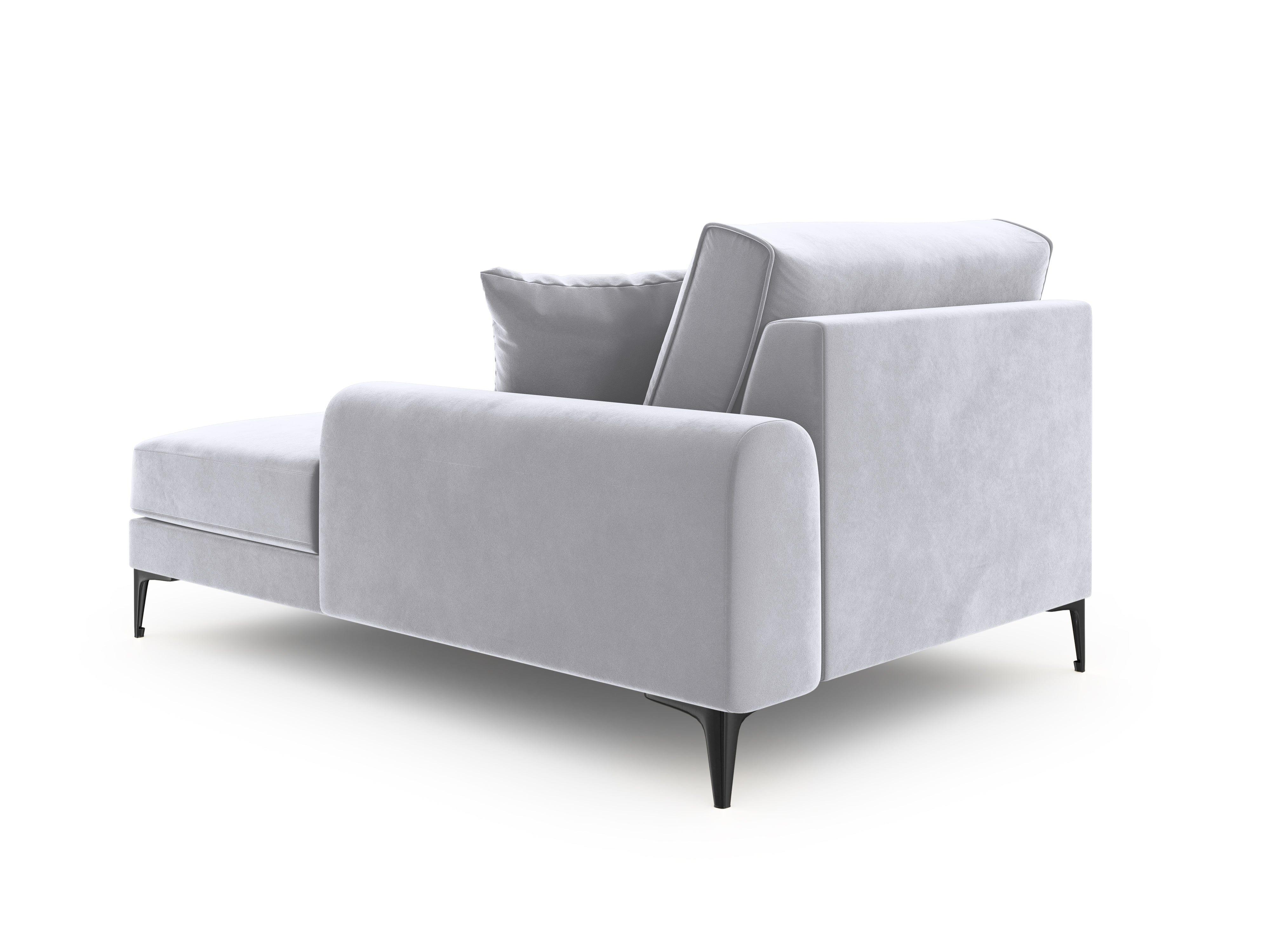 Szezlong aksamitny prawostronny MADARA srebrny z czarną podstawą Mazzini Sofas    Eye on Design