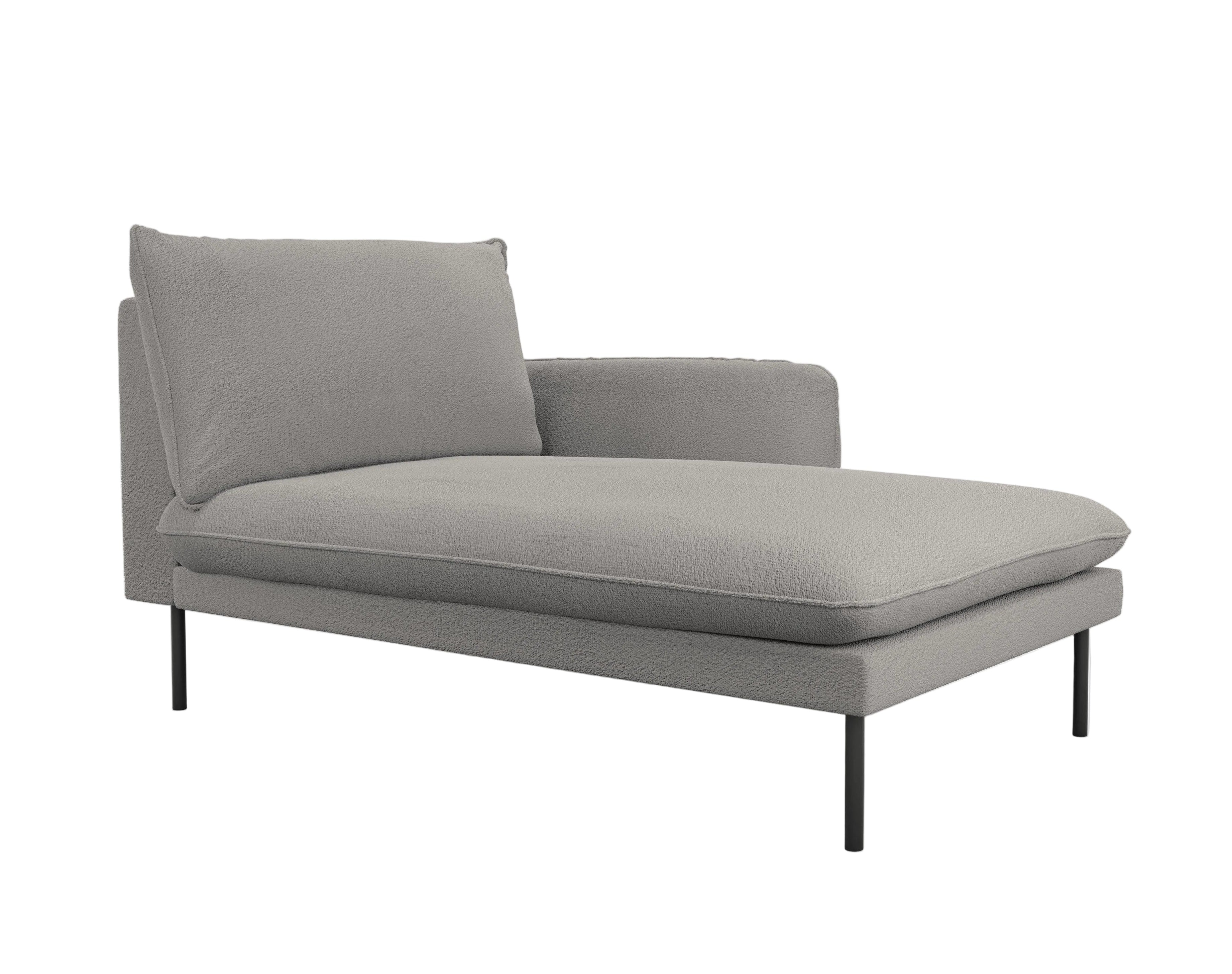 Szezlong w tkaninie boucle prawostronny VIENNA szary z czarną podstawą Cosmopolitan Design    Eye on Design