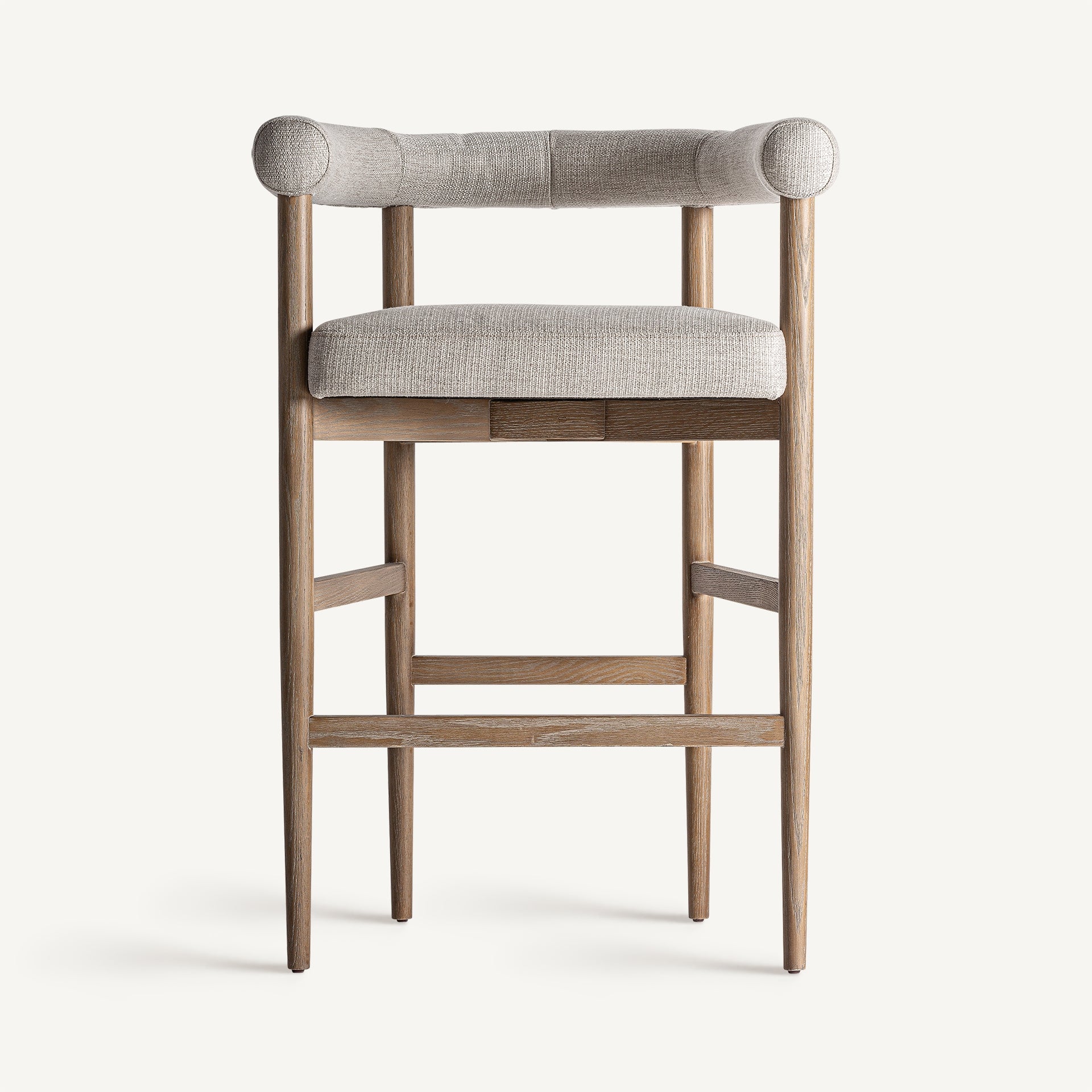 LAZINS Beige Bar Stool with Ash Base