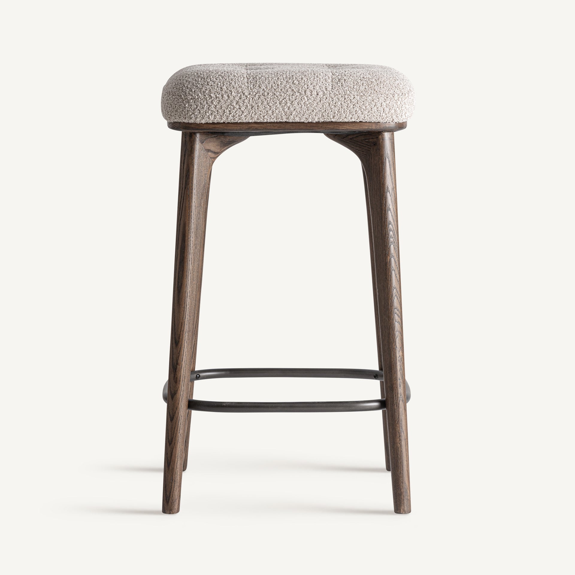 Hocker ZEMST beige mit Eschenbasis