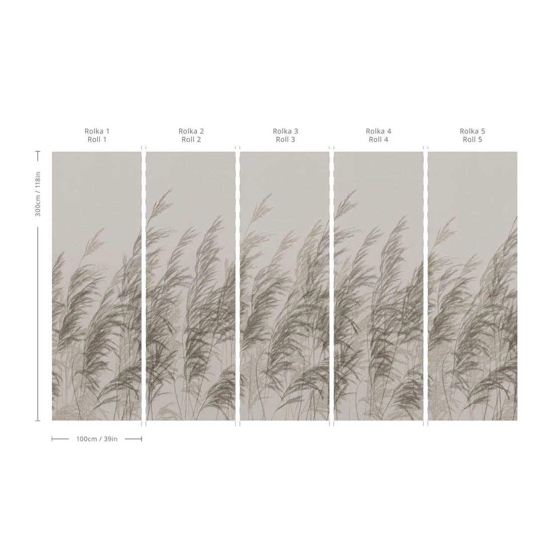 Non-woven wallpaper with a plant pattern CANE beige