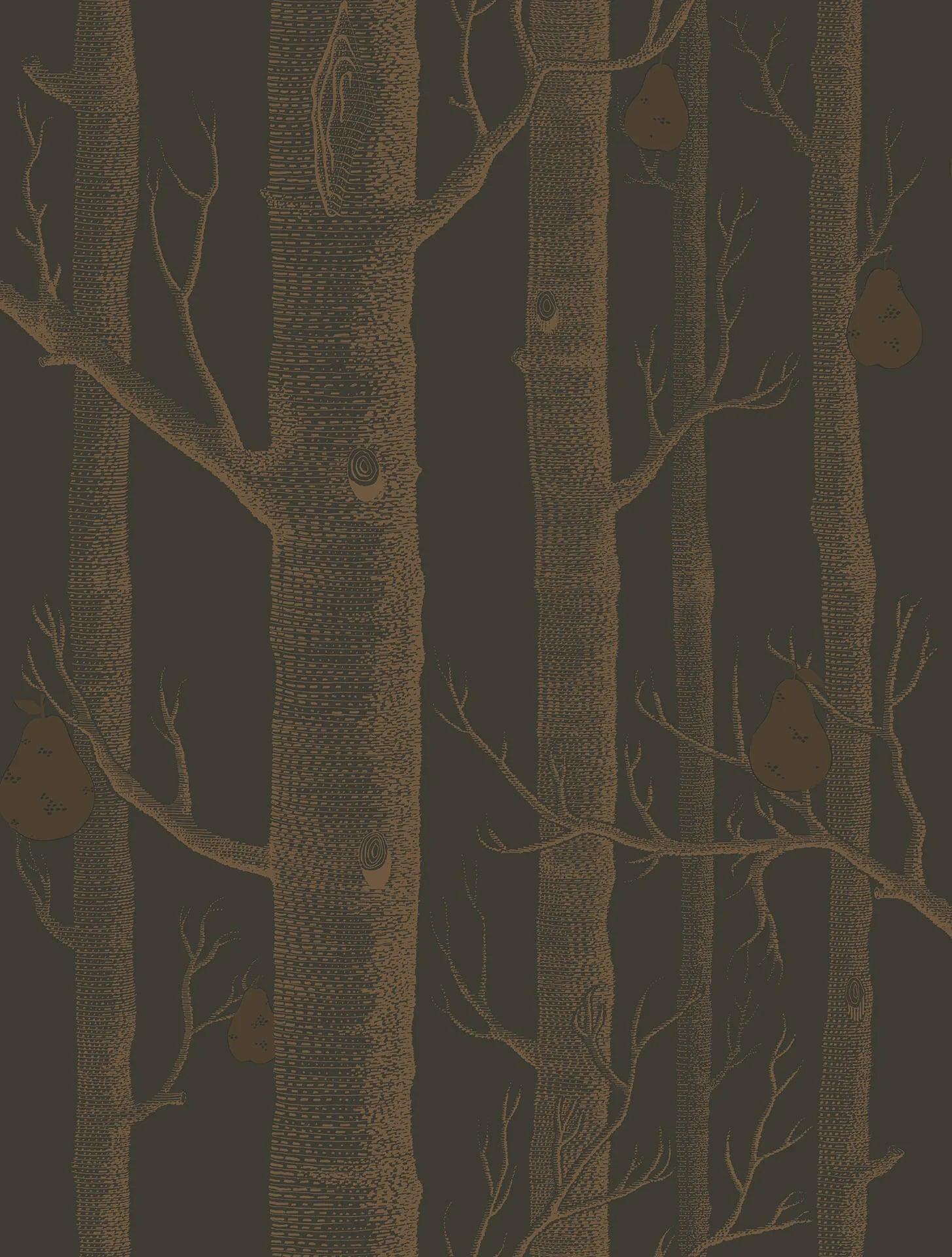 Tapeta CONTEMPORARY COLLECTION - Woods & Pears metaliczny brąz na czarnym Cole & Son    Eye on Design