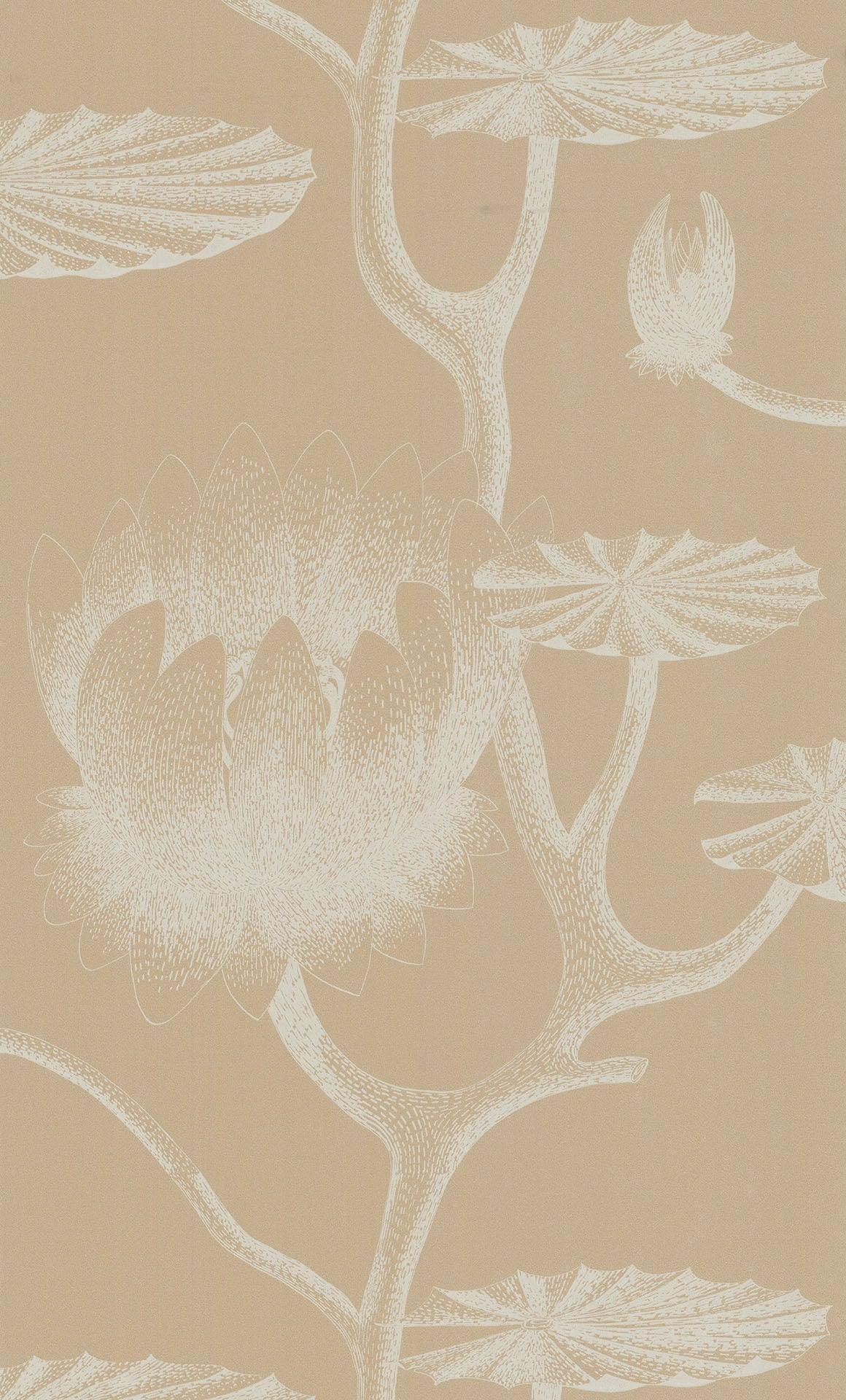 Contemporary Restyled Floral Pattern Wallpaper - Sand Lily