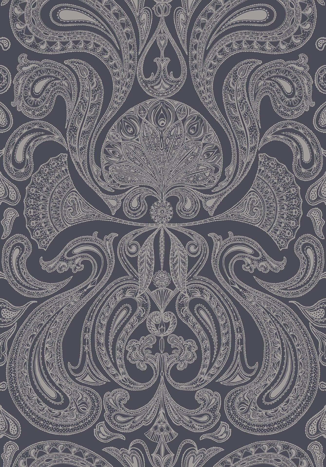 Tapeta CONTEMPORARY RESTYLED - Malabar metaliczne srebro na czarnym Cole & Son Default Title   Eye on Design